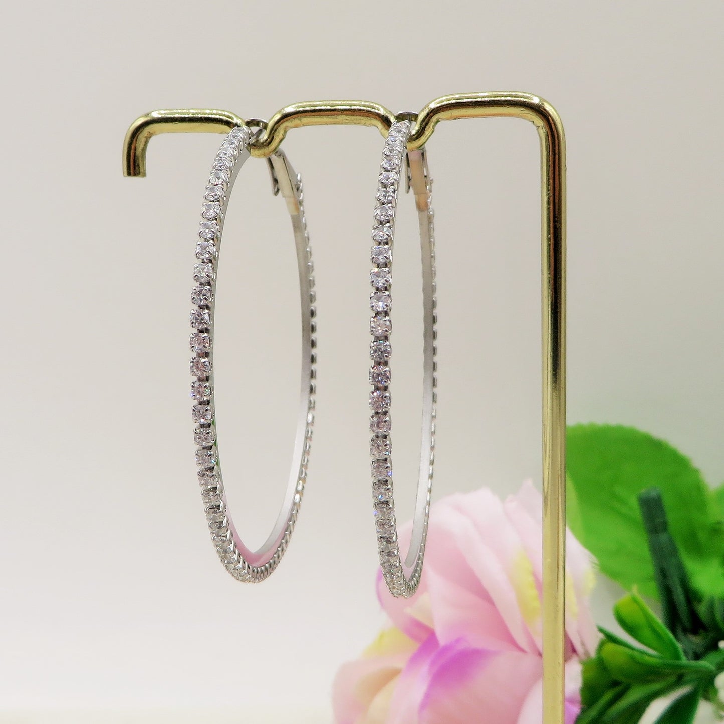 KHLOE big hoops ~ ACCIAIO INOSSIDABILE - Orecchini a cerchio con cubic zirconia