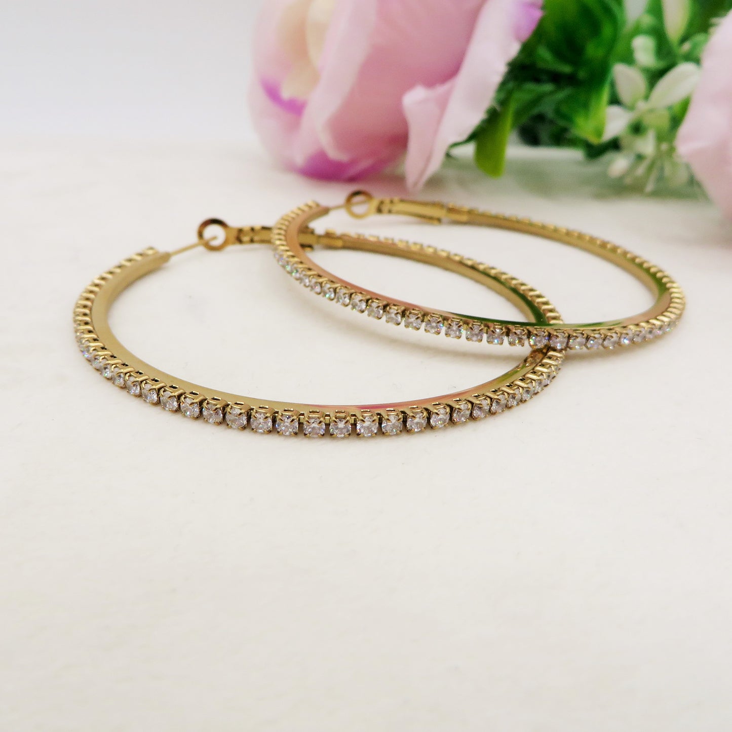 KHLOE big hoops ~ ACCIAIO INOSSIDABILE - Orecchini a cerchio con cubic zirconia