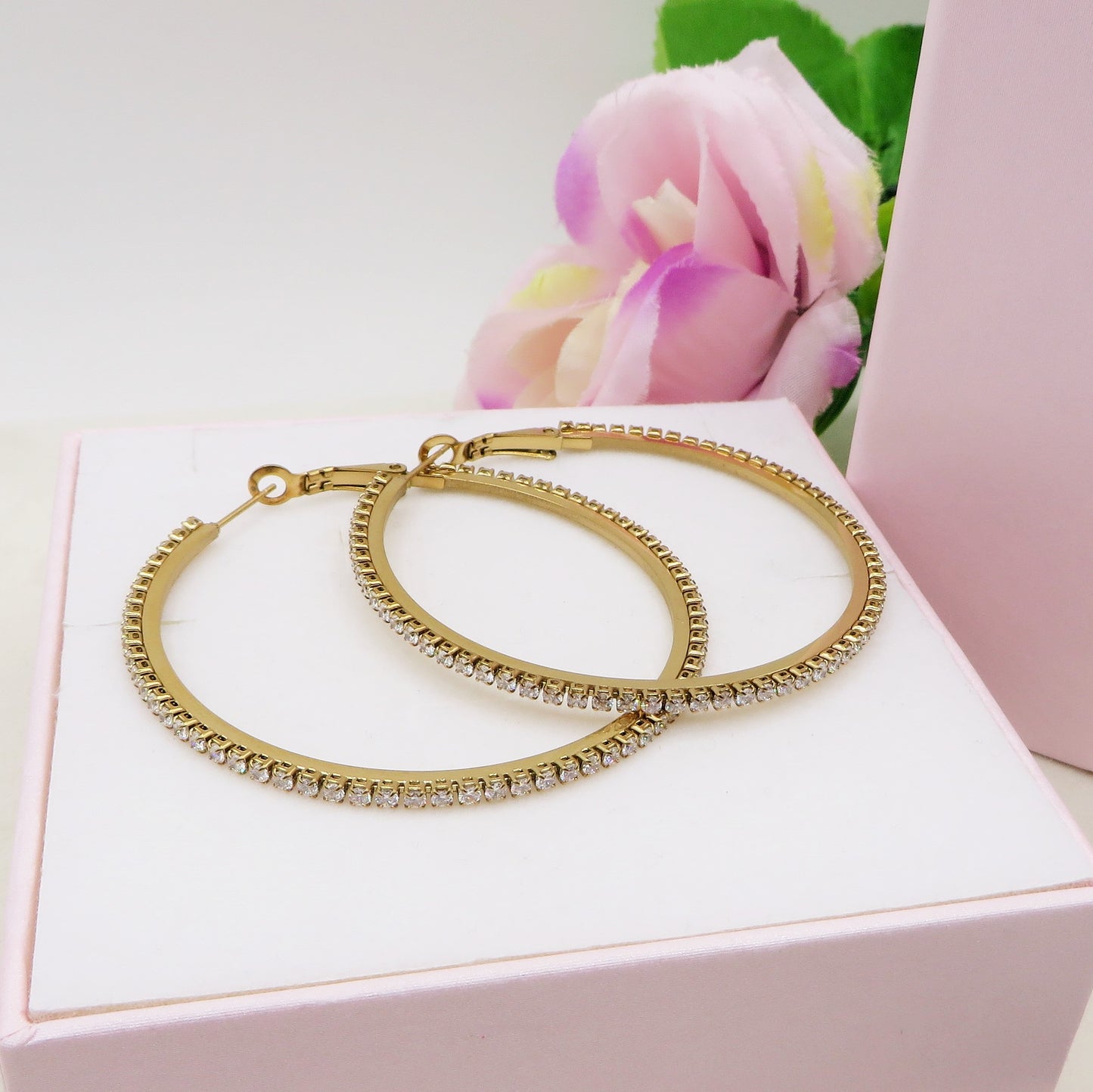 KHLOE big hoops ~ ACCIAIO INOSSIDABILE - Orecchini a cerchio con cubic zirconia