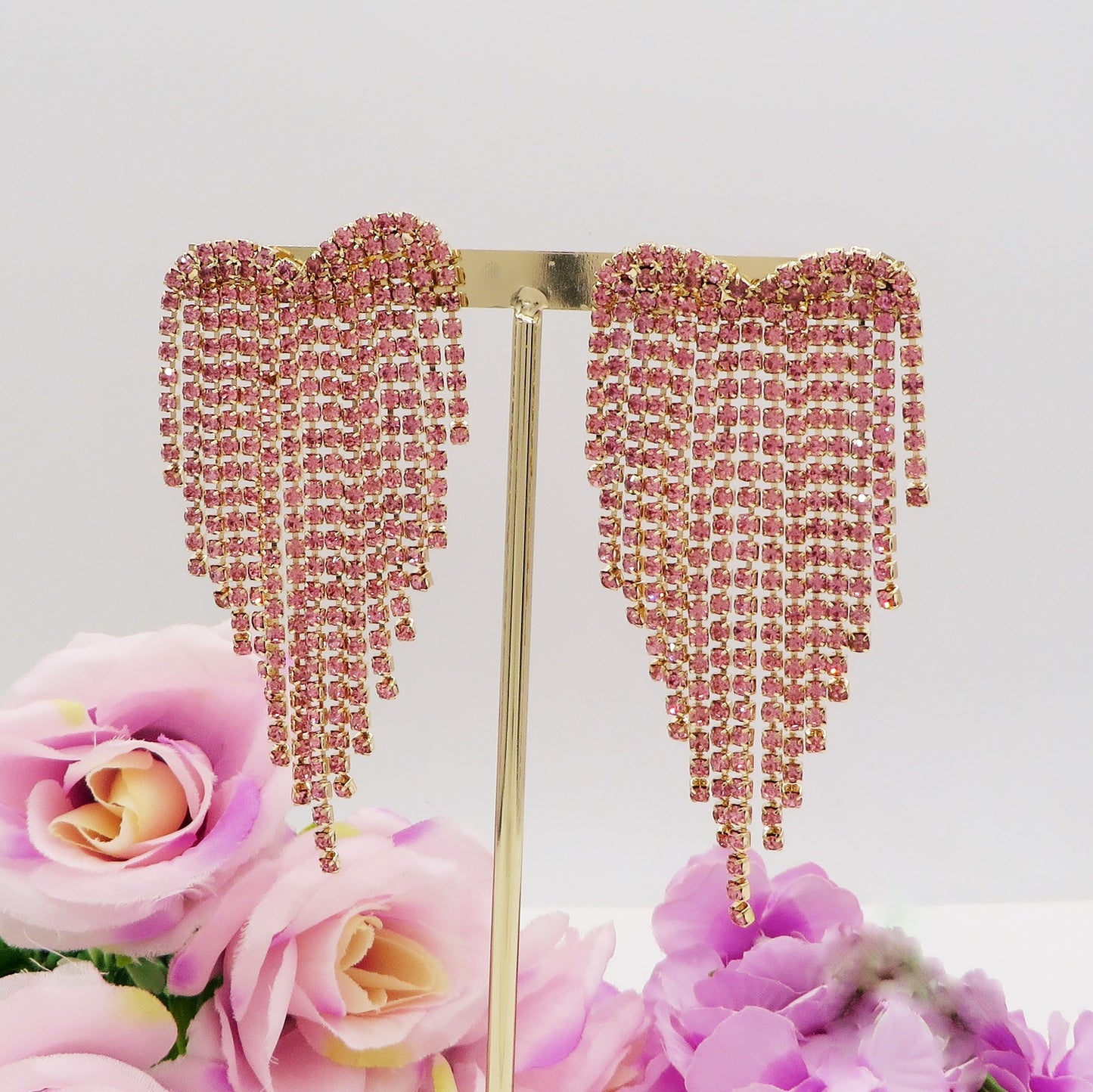 LUNA ~ Orecchini a cascata a cuore in Cubic Zirconia