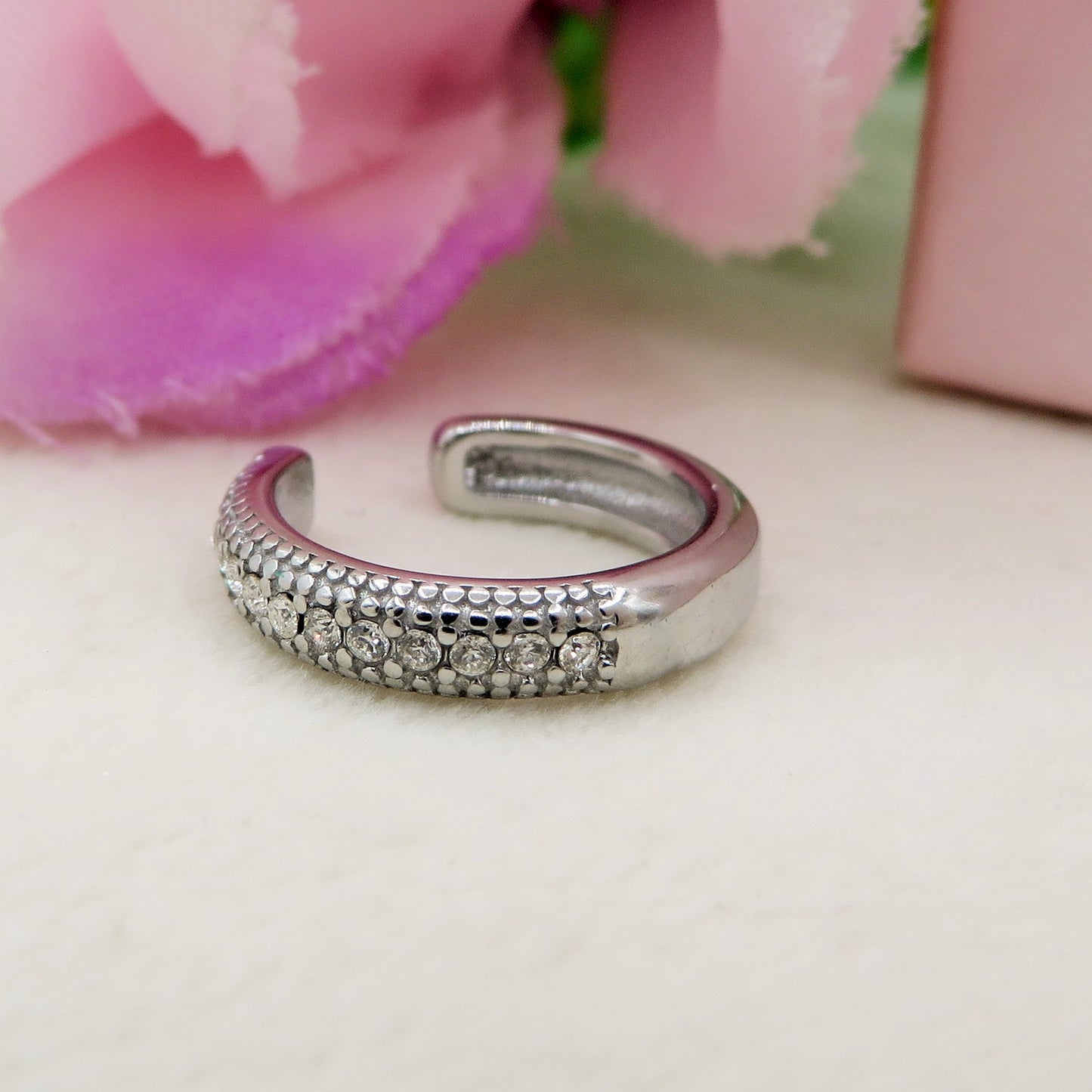 ALIONA EARCUFF ~ ACCIAIO Inossidabile orecchino Senza buco zirconato con cubic zirconia