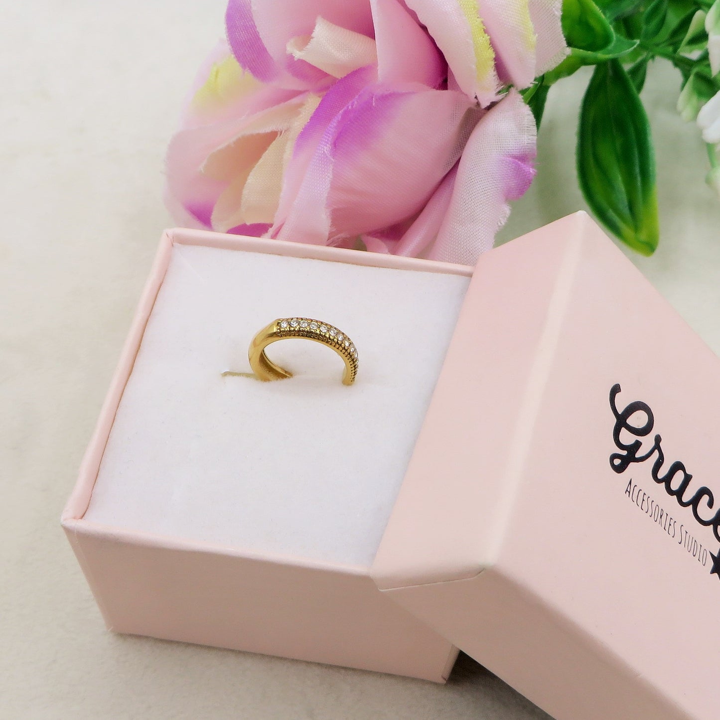 ALIONA EARCUFF ~ ACCIAIO Inossidabile orecchino Senza buco zirconato con cubic zirconia