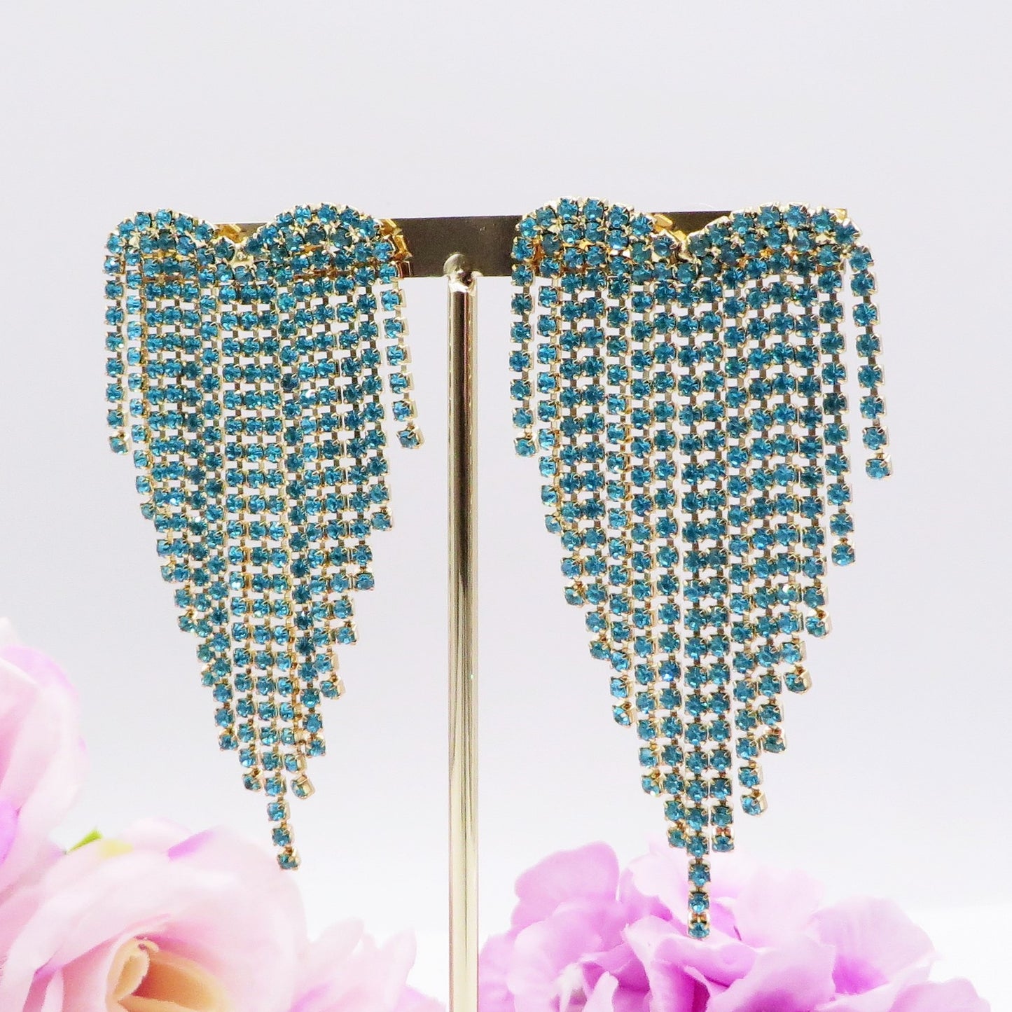 LUNA ~ Orecchini a cascata a cuore in Cubic Zirconia