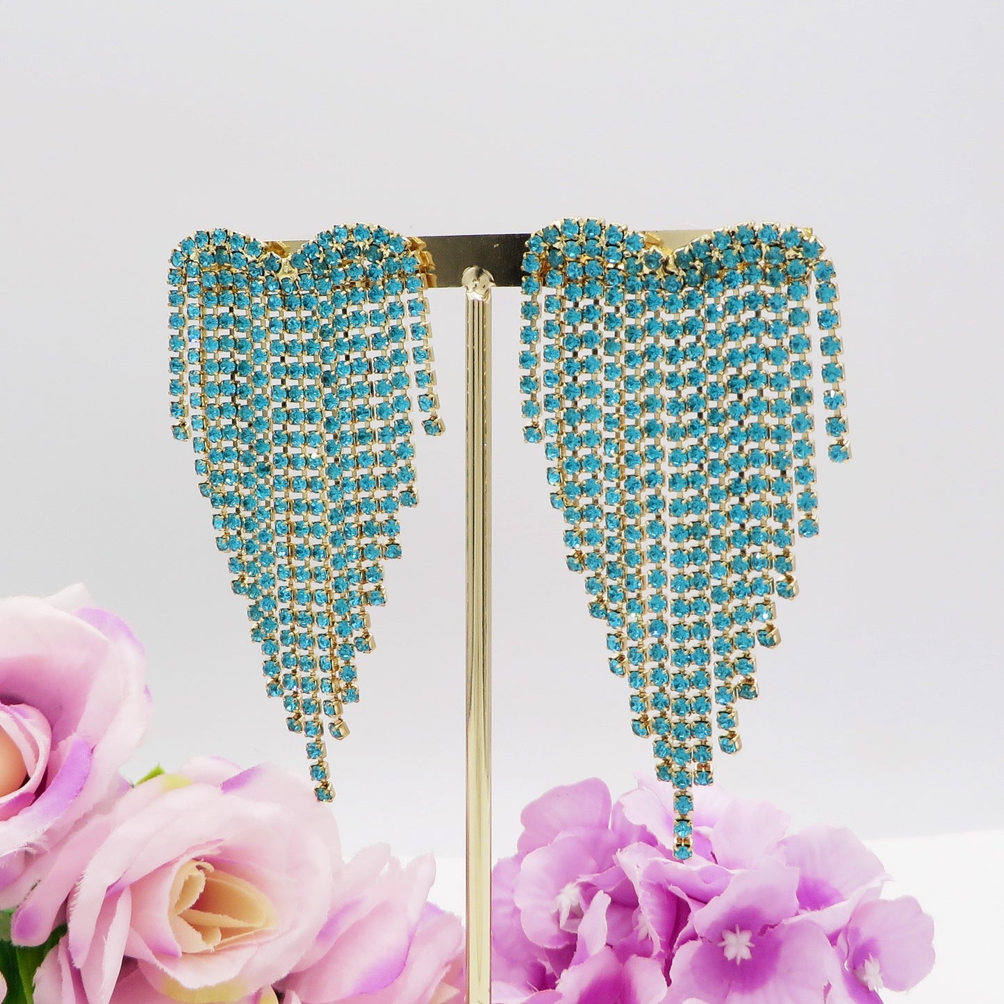 LUNA ~ Orecchini a cascata a cuore in Cubic Zirconia
