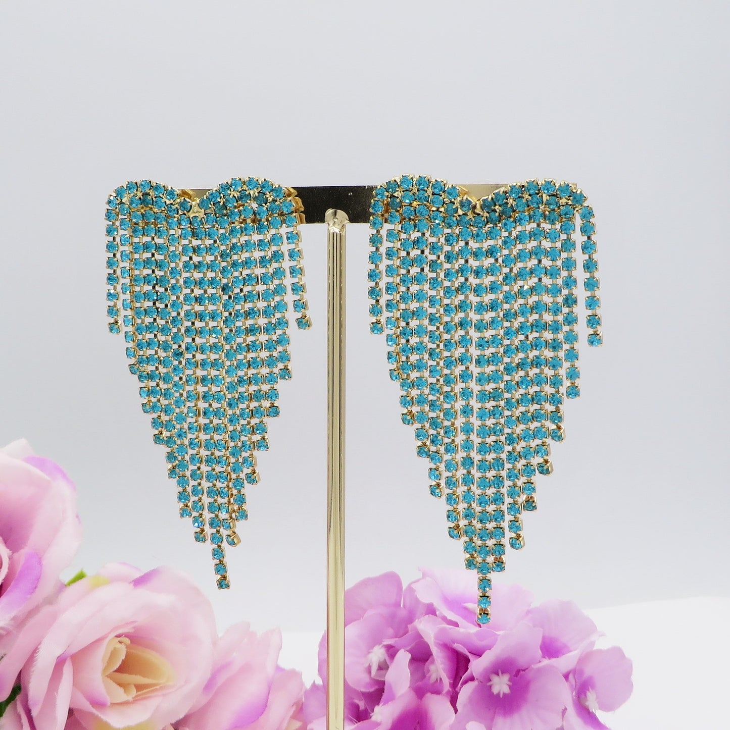 LUNA ~ Orecchini a cascata a cuore in Cubic Zirconia