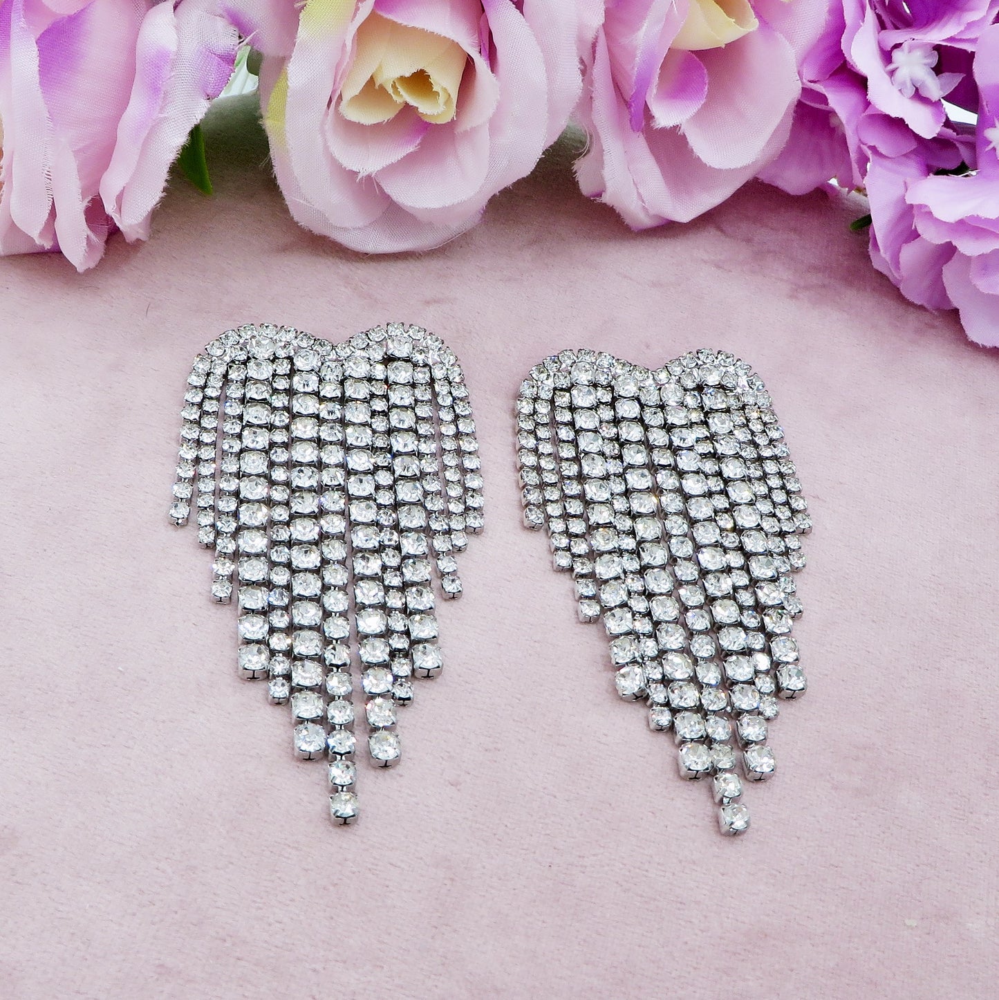 LUNA ~ Orecchini a cascata a cuore in Cubic Zirconia