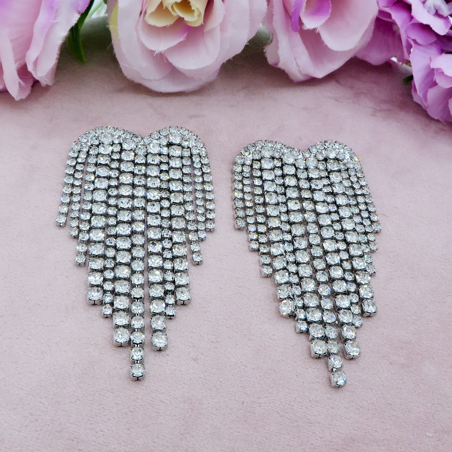 LUNA ~ Orecchini a cascata a cuore in Cubic Zirconia