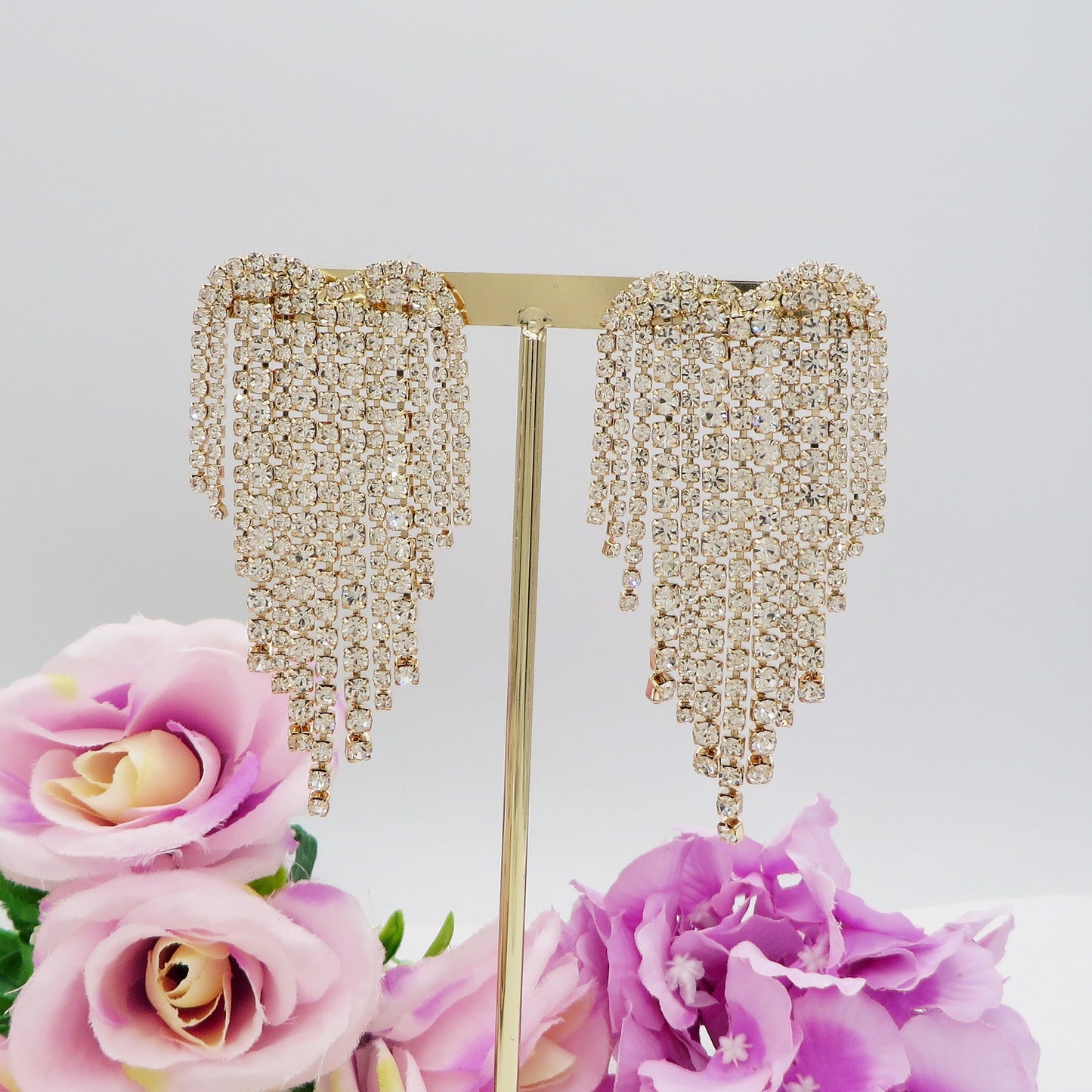 LUNA ~ Orecchini a cascata a cuore in Cubic Zirconia