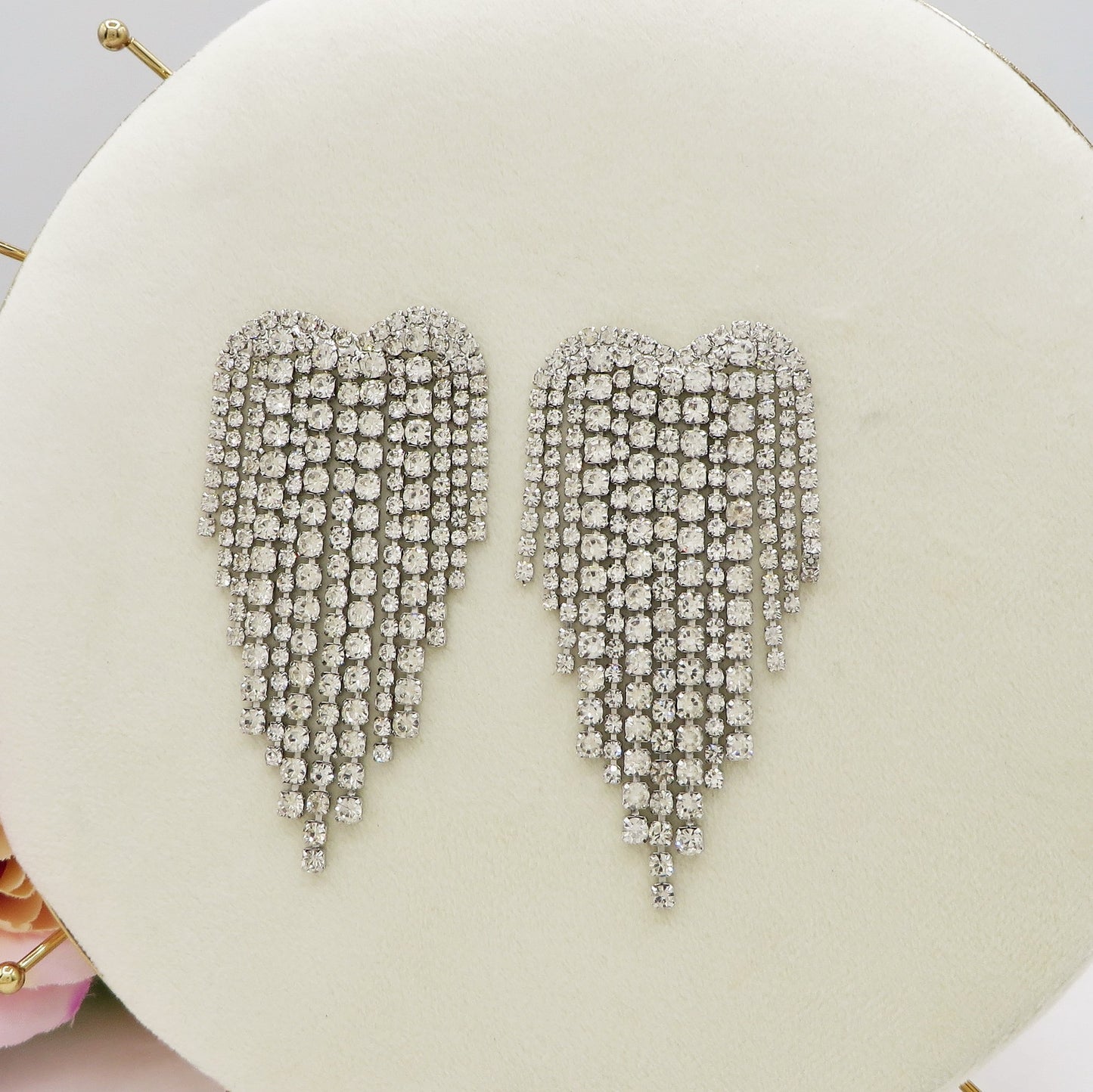 LUNA ~ Orecchini a cascata a cuore in Cubic Zirconia