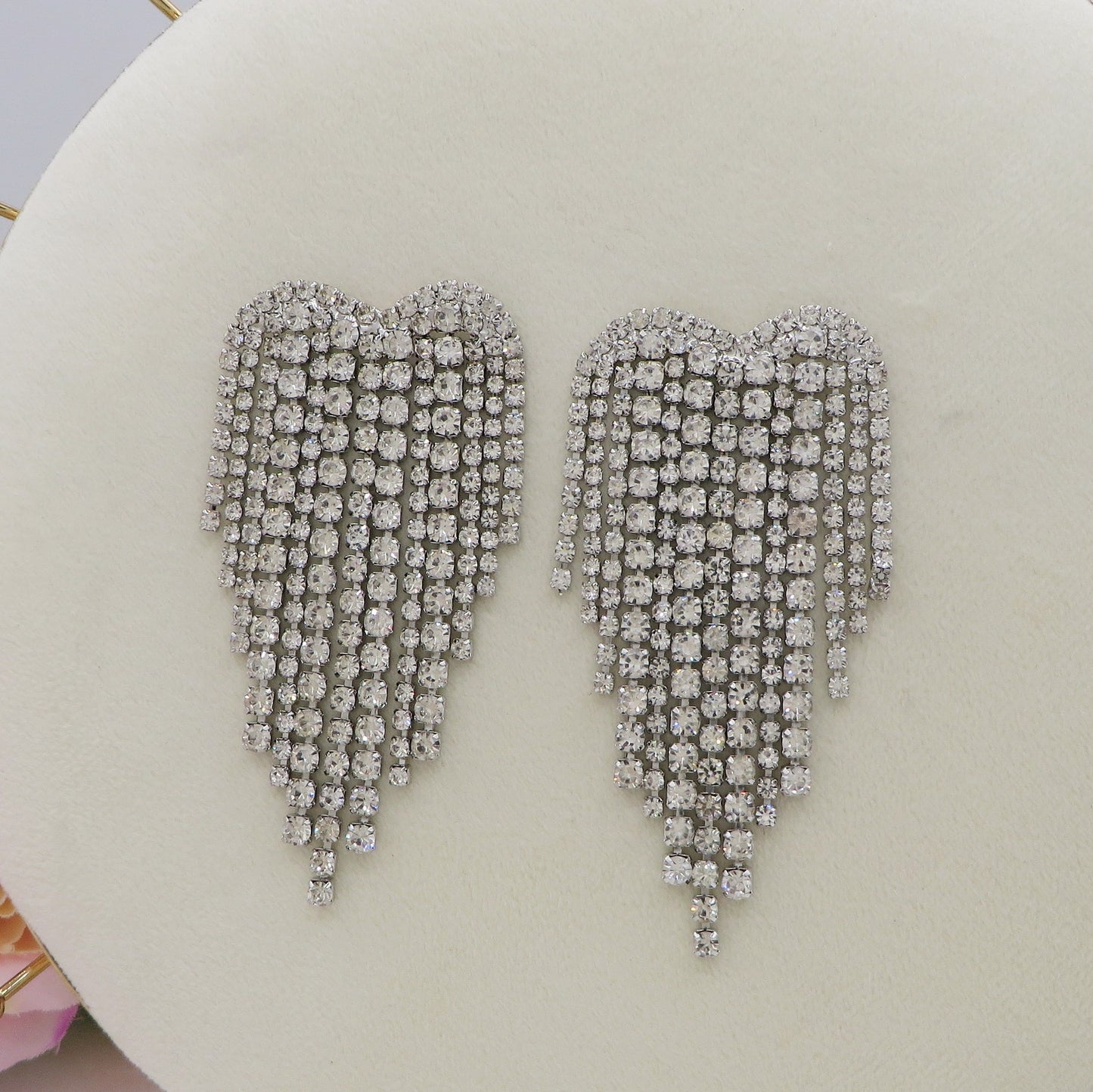 LUNA ~ Orecchini a cascata a cuore in Cubic Zirconia