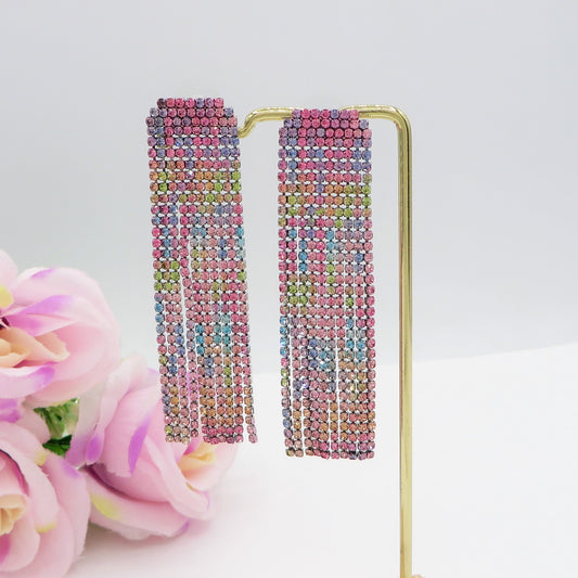 PRECIOUS ~ Orecchini rainbow a cascata in Cubic Zirconia