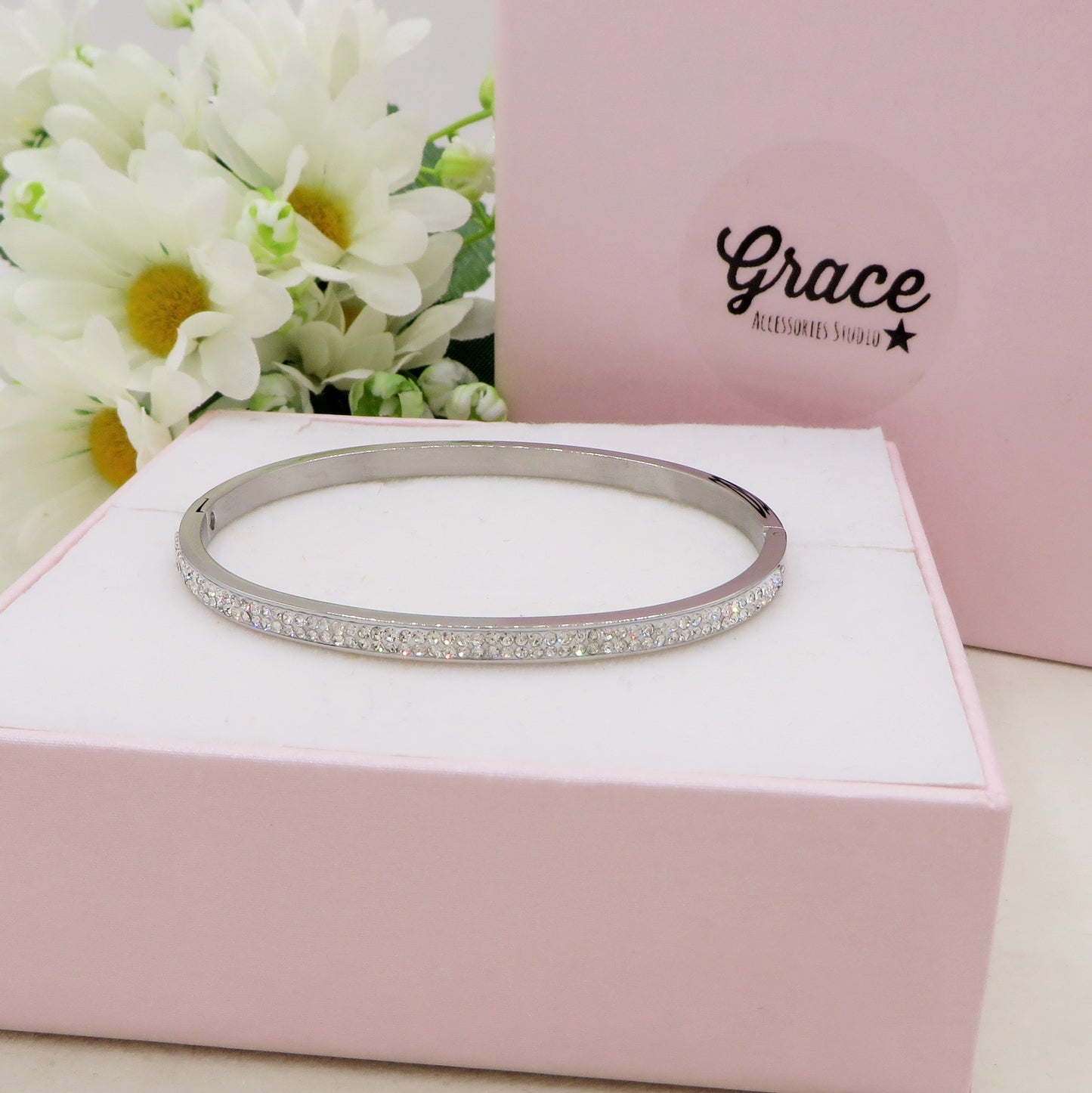 Bracciale manetta ZIRCONATA in Acciaio inossidabile con cubic zirconia