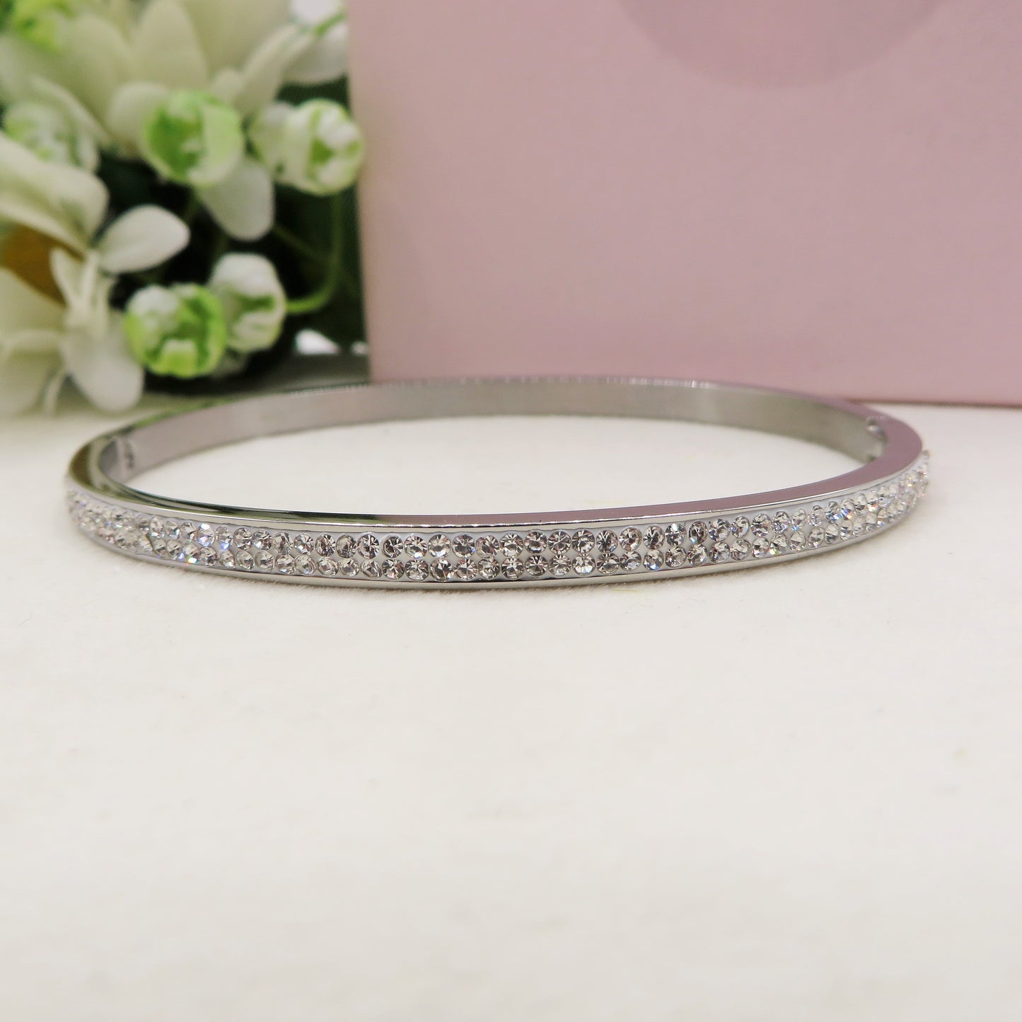 Bracciale manetta ZIRCONATA in Acciaio inossidabile con cubic zirconia