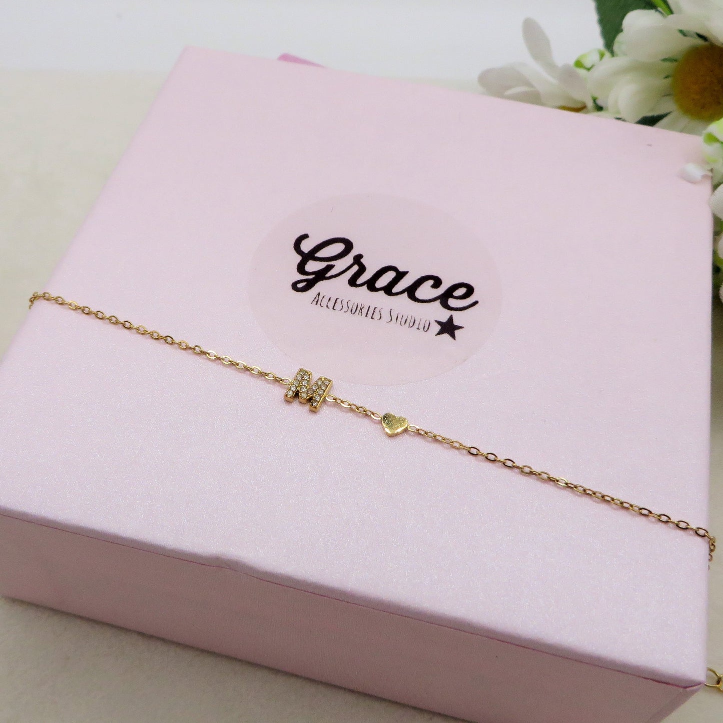 Bracciale MINI INIZIALE zirconata in ACCIAIO INOSSIDABILE 21 iniziali