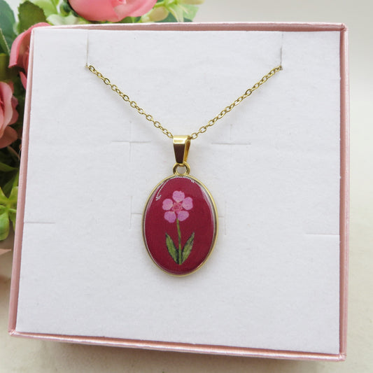 LILOU Collana Pendente con fiore effetto vintage - ACCIAIO INOSSIDABILE