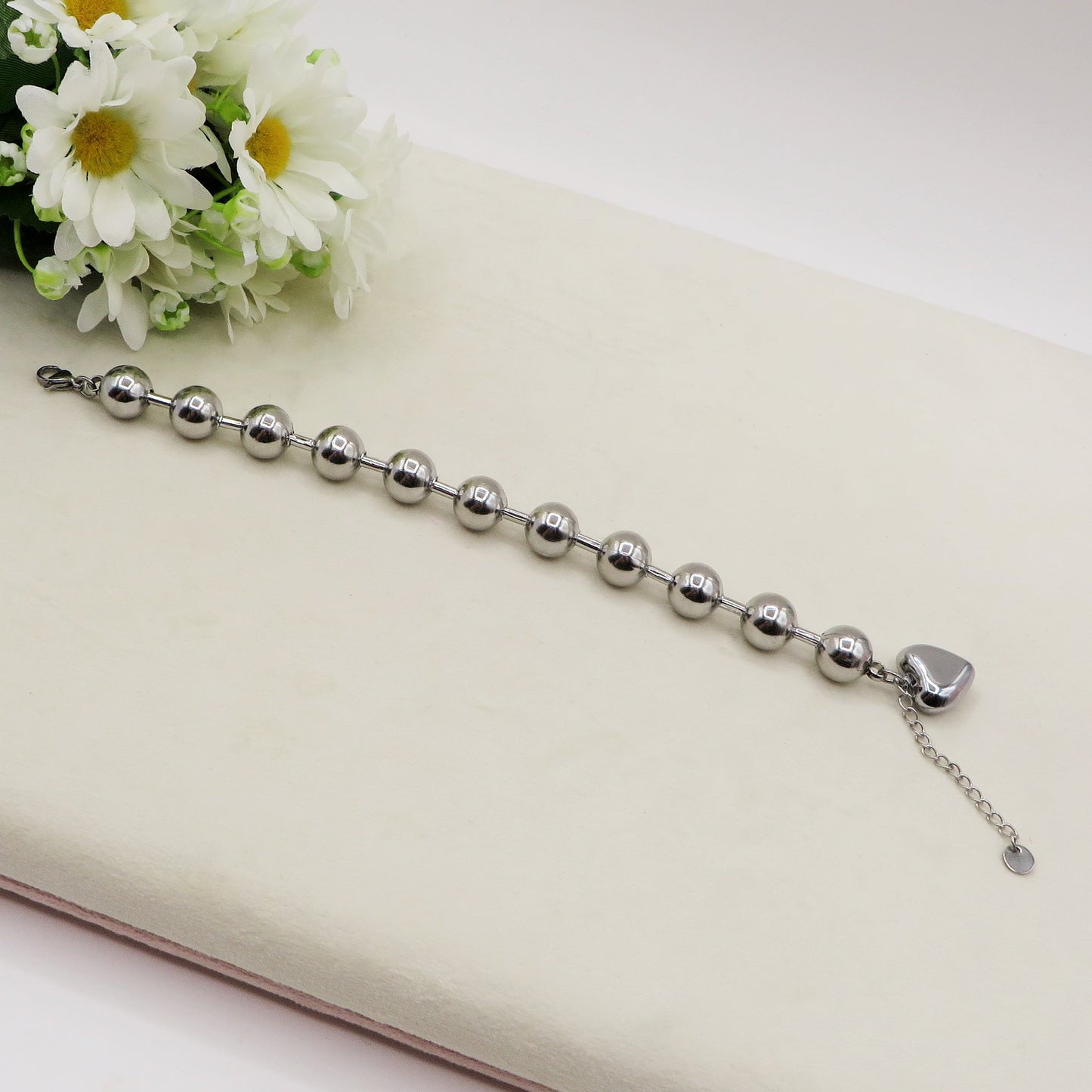 JOSIE Heart chiama angeli Bracciale ~ Bracciale in ACCIAIO INOSSIDABILE con cuore bombè