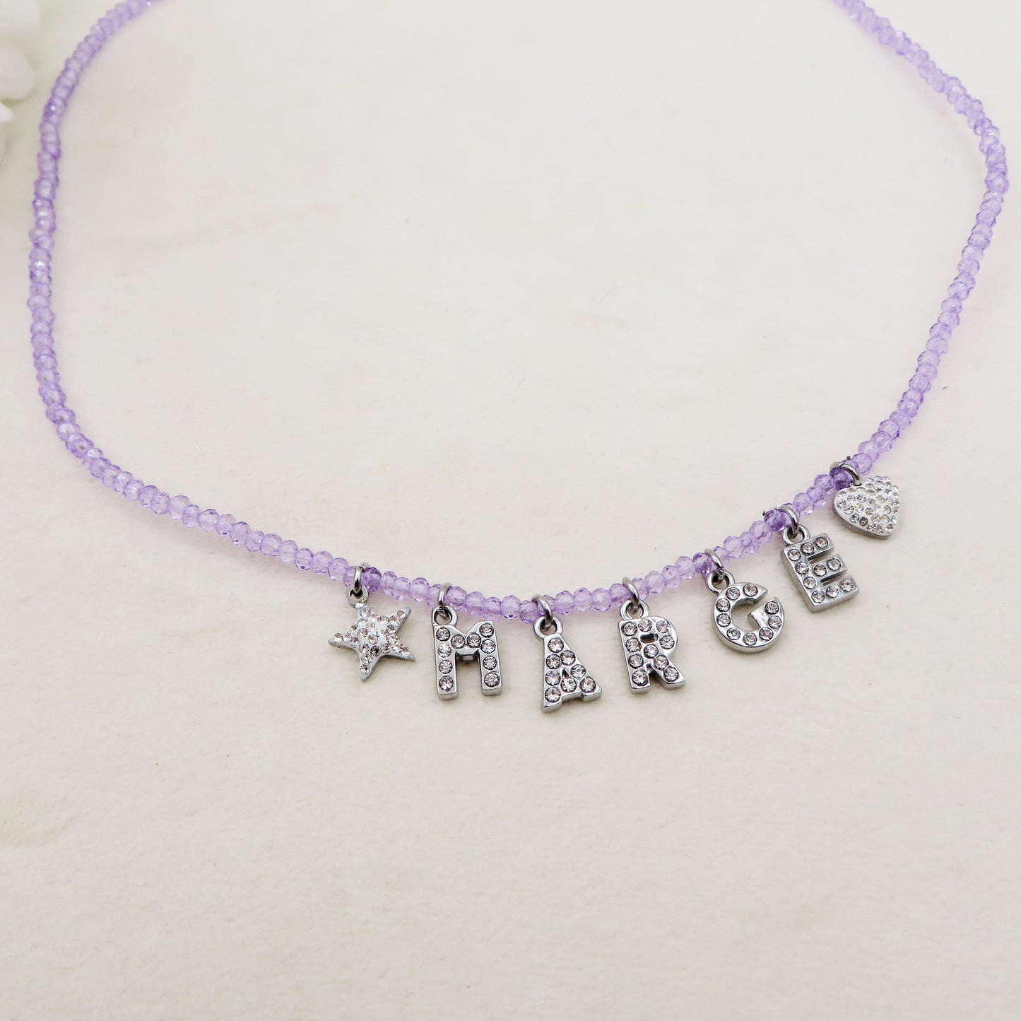 CHOKER Perle cristallo Con Nome personalizzabile in Acciaio Inossidabile