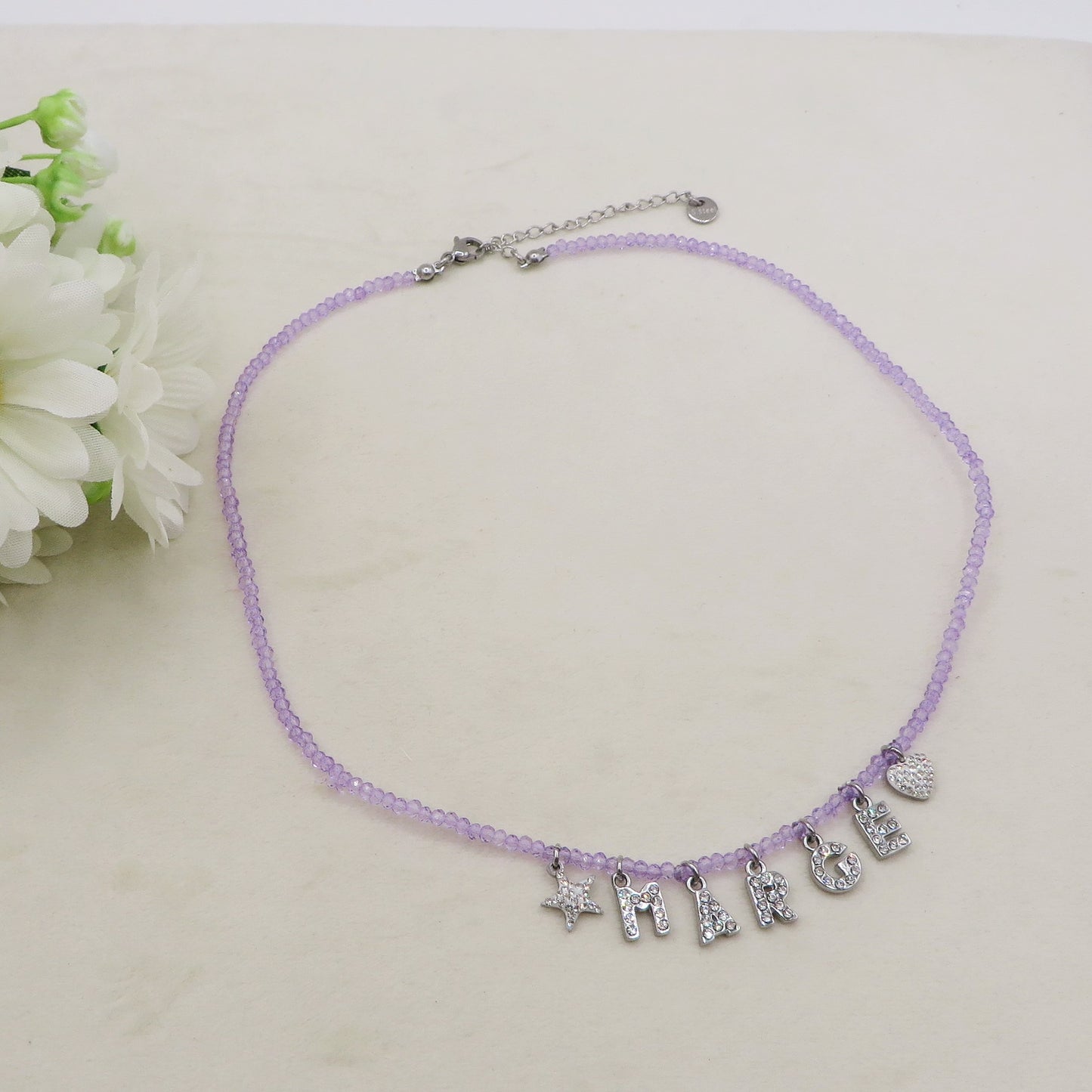 CHOKER Perle cristallo Con Nome personalizzabile in Acciaio Inossidabile