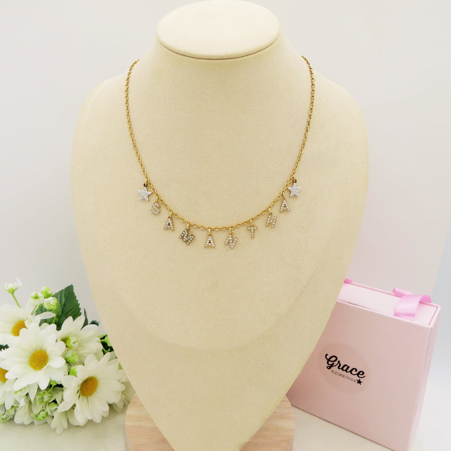 Collana Nome personalizzato zirconato in Acciaio Inossidabile