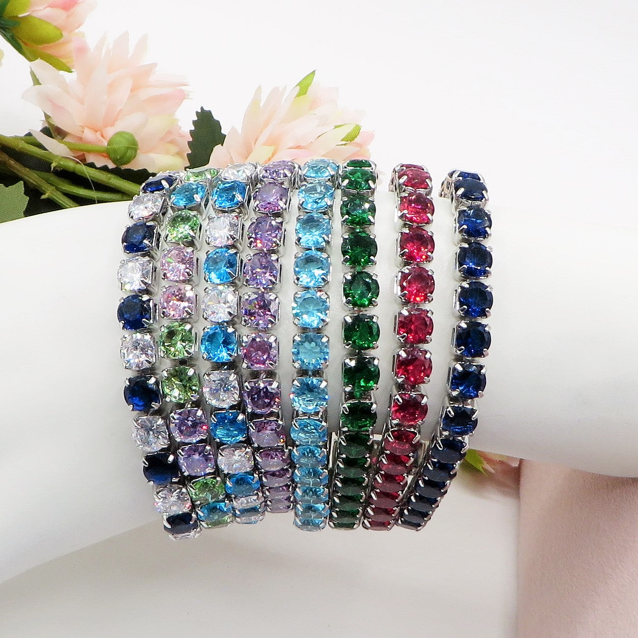 Melanie ~Rainbow-Bracciale tennis in Cubic Zirconia