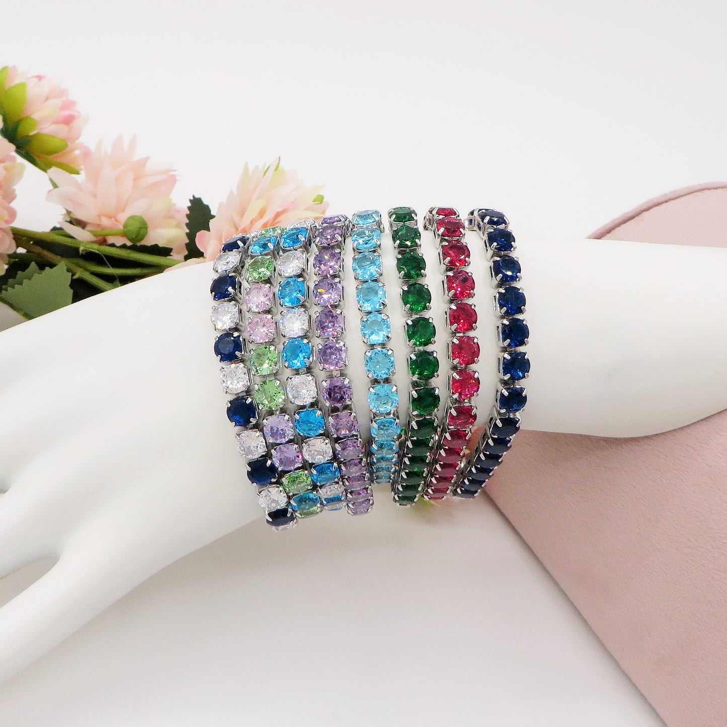 Melanie ~Rainbow-Bracciale tennis in Cubic Zirconia