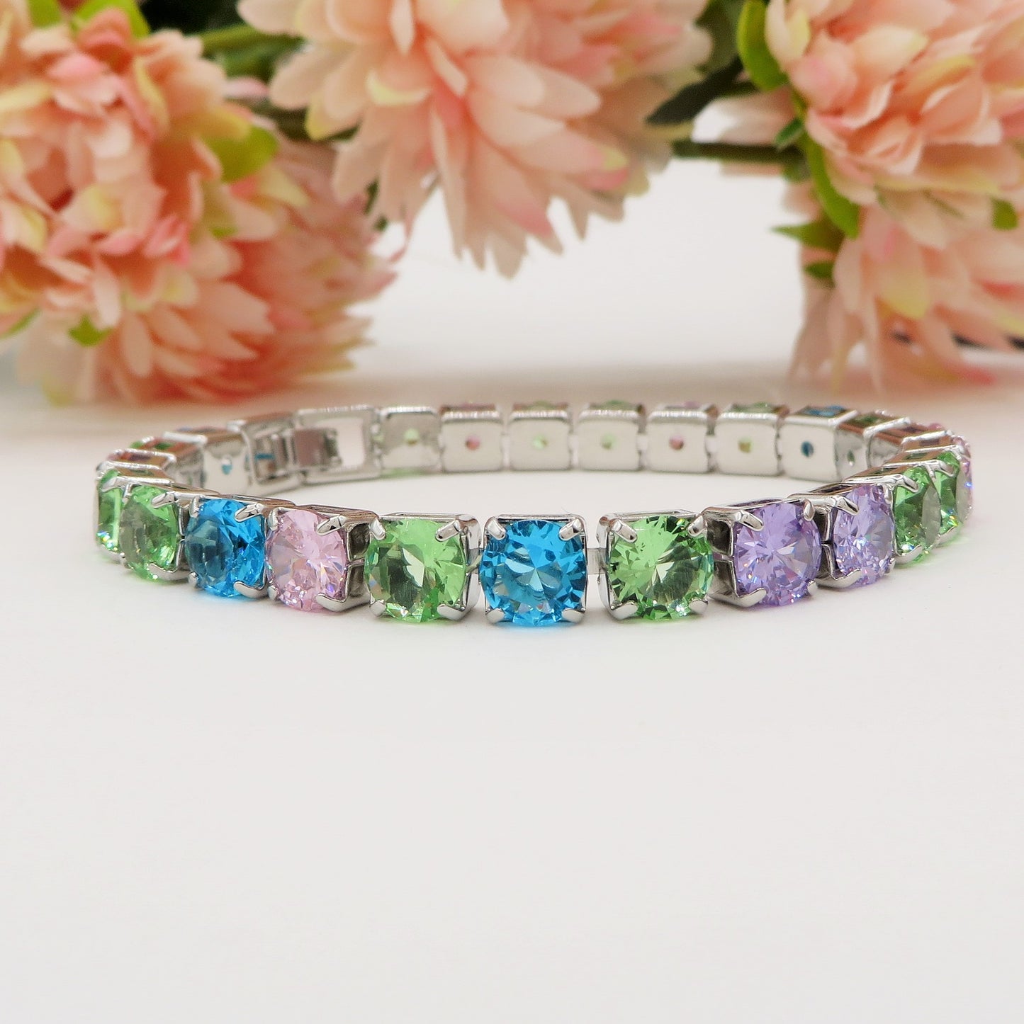 Melanie ~Rainbow-Bracciale tennis in Cubic Zirconia