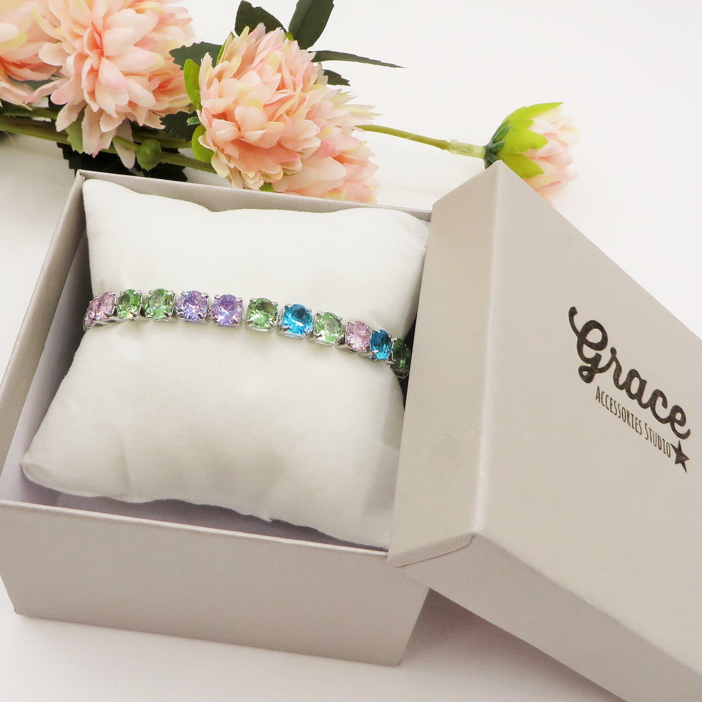 Melanie ~Rainbow-Bracciale tennis in Cubic Zirconia