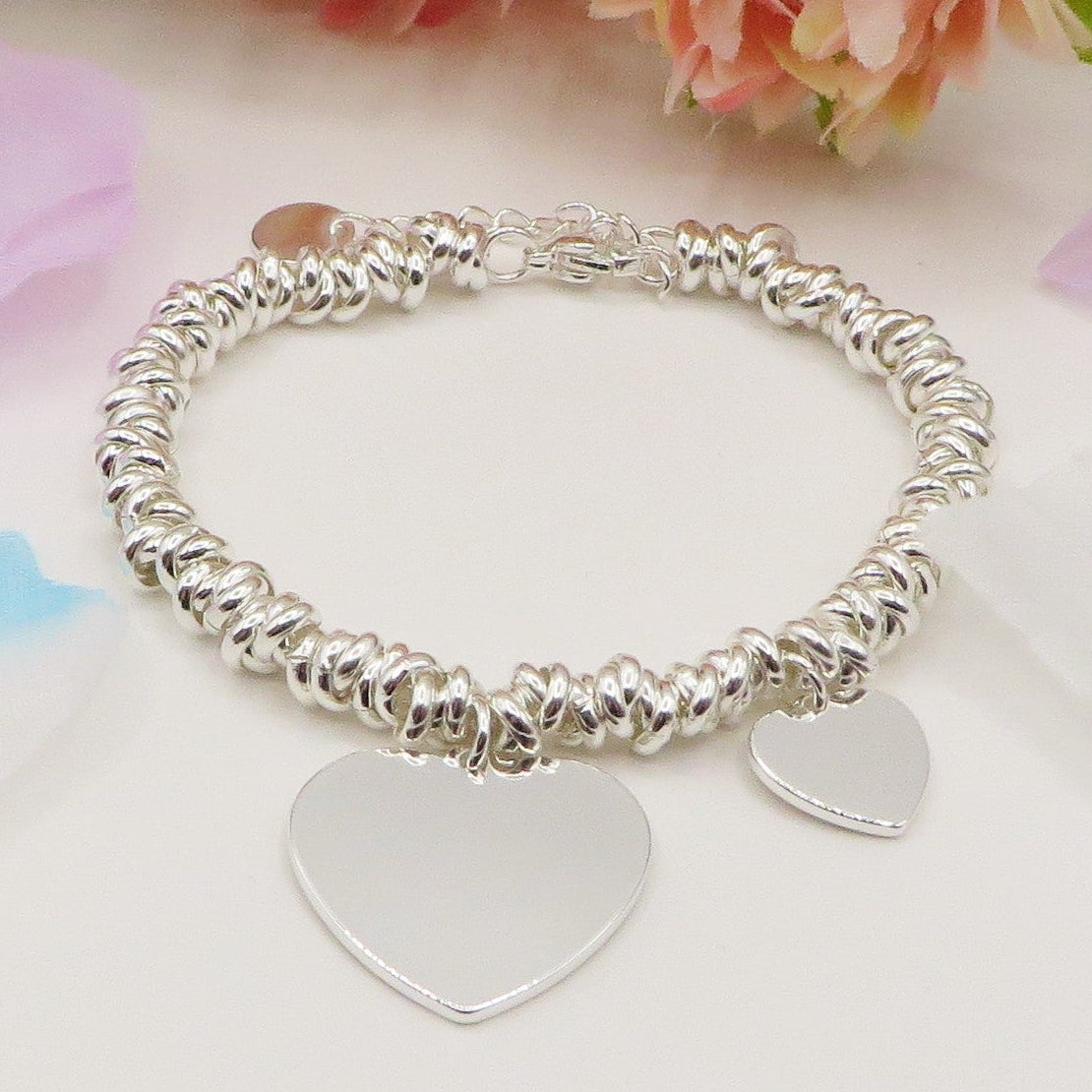 OLIVIA Bagnato Argento ~ ACCIAIO INOSSIDABILE Bracciale con pendente cuore
