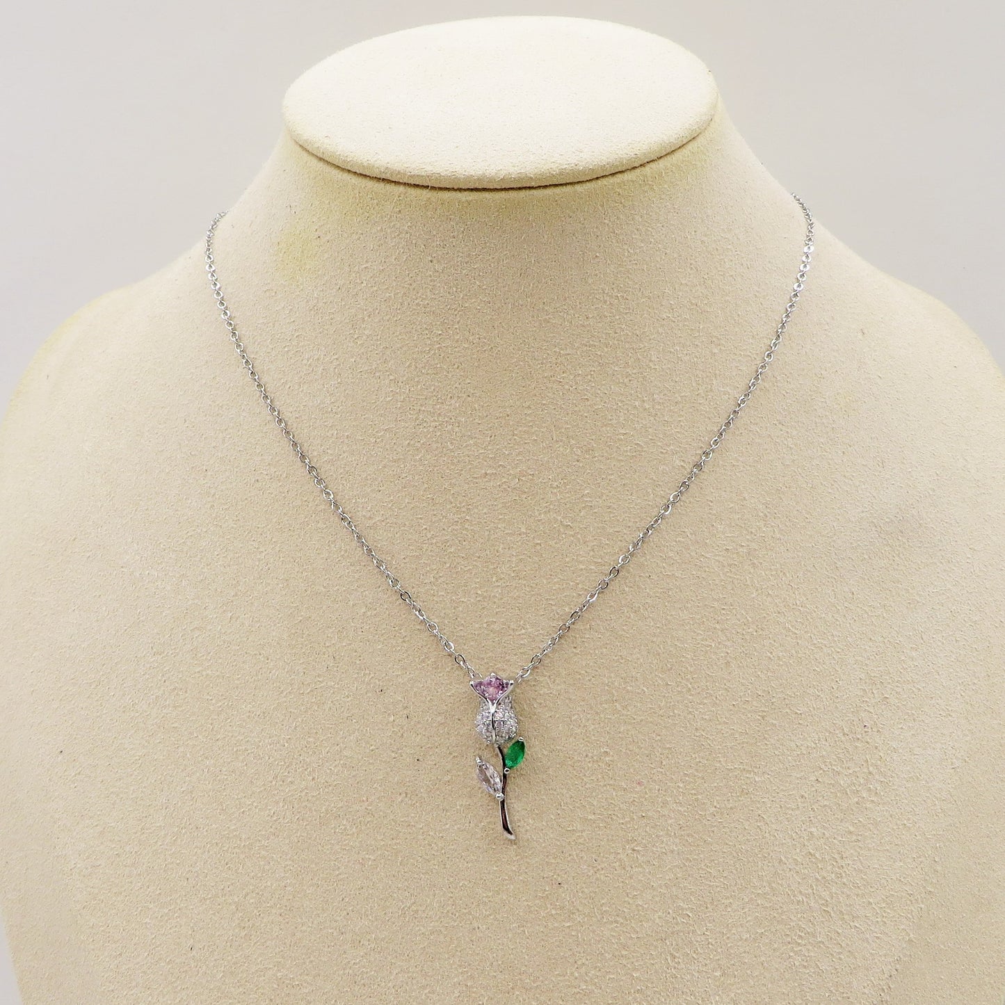 LIFE ROSE SHINE - ACCIAIO INOSSIDABILE- Collana con pendente ROSA in cubic zirconia