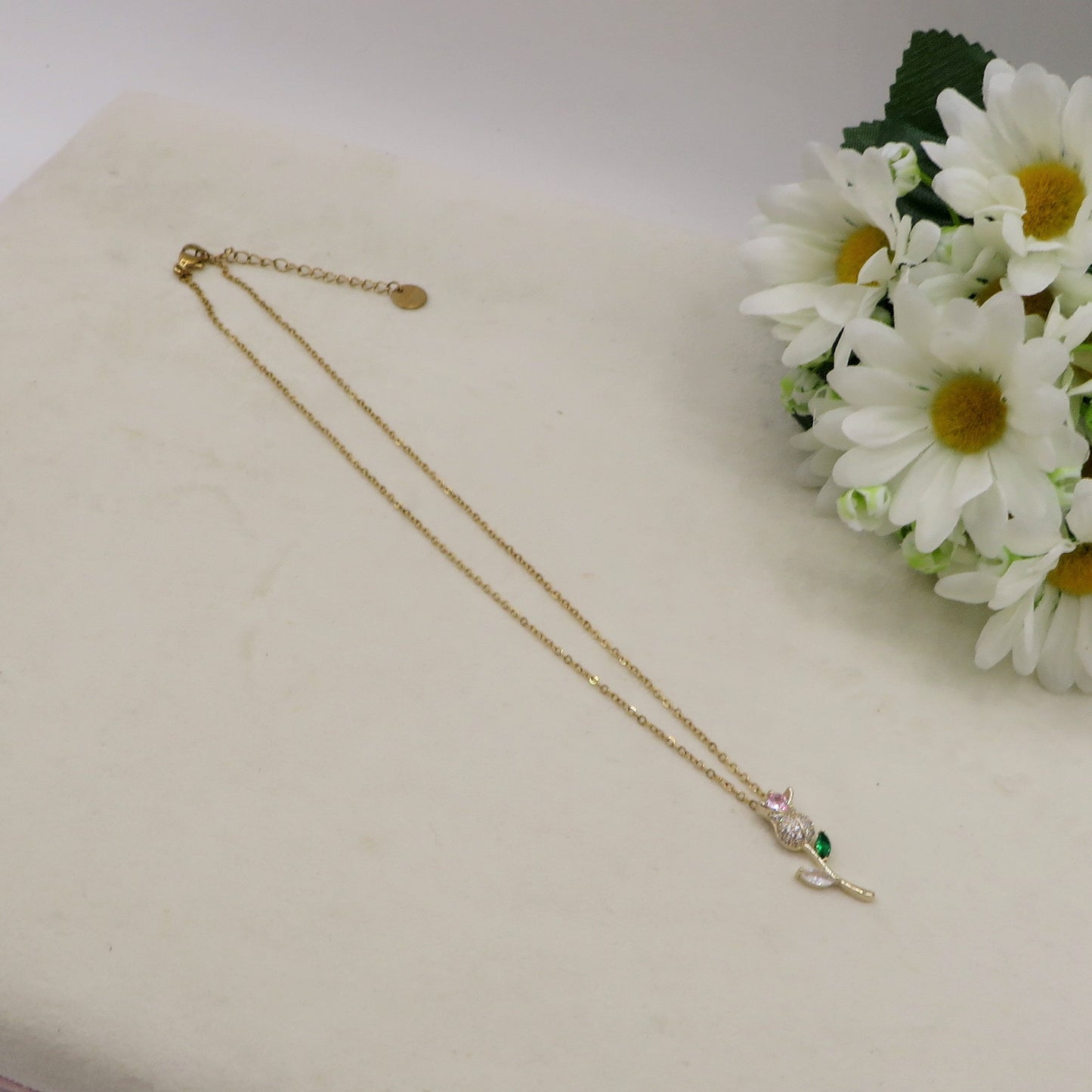 LIFE ROSE SHINE - ACCIAIO INOSSIDABILE- Collana con pendente ROSA in cubic zirconia