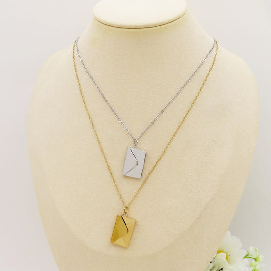 LOVE MAIL ~ ACCIAIO inossidabile - Collana ciondolo busta da lettere con incisione PERSONALIZZATA