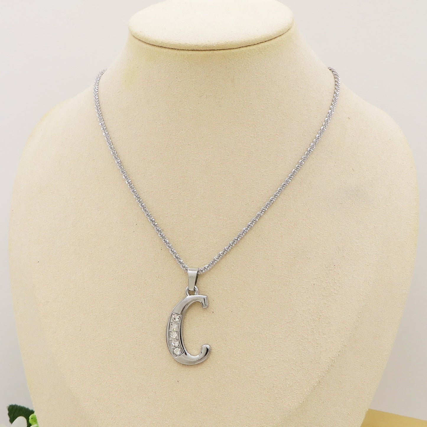 ENGLISH LUXURY INITIAL ~ Collana UNISEX maxi iniziale XL zirconata corsiva + catena diamantata o veneziana