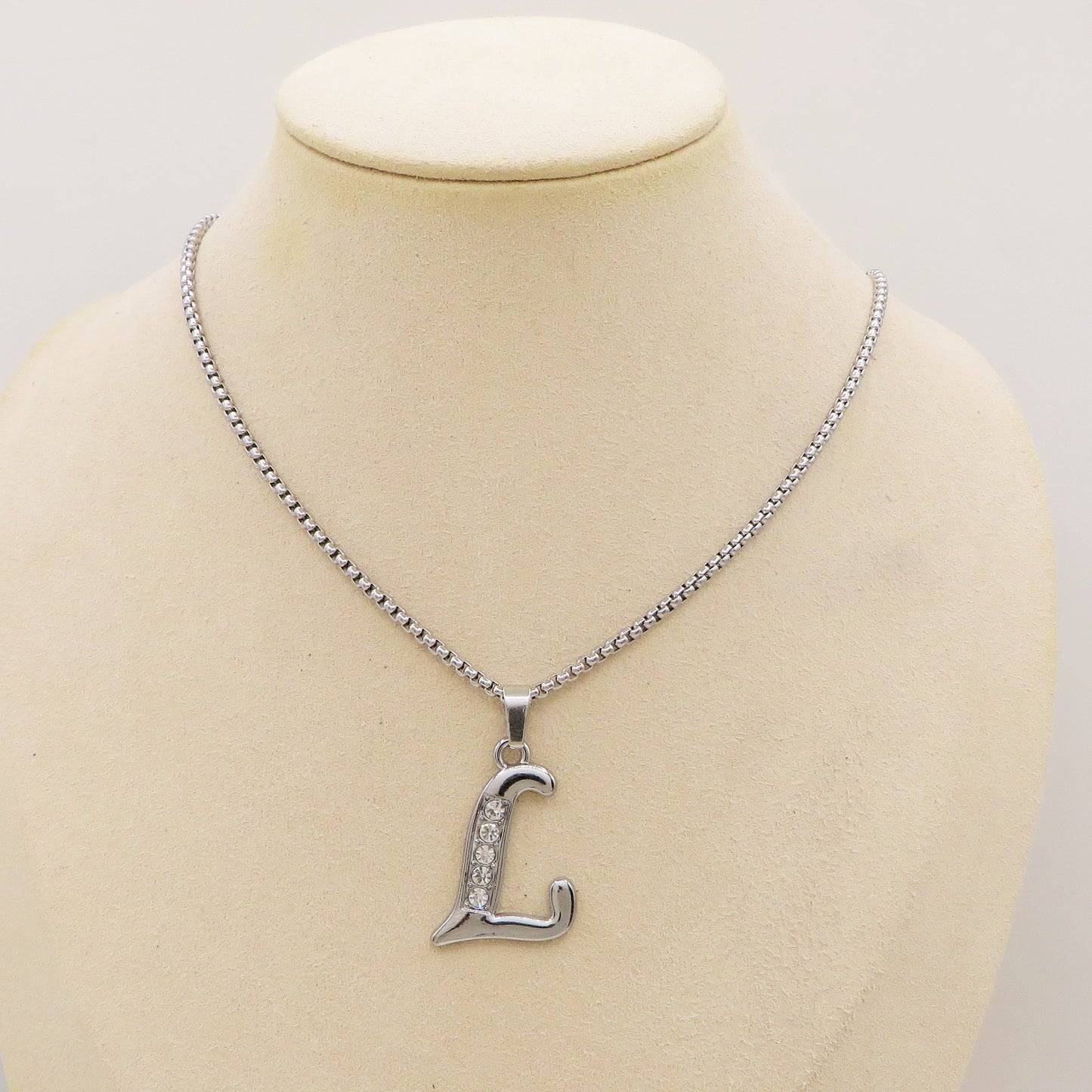ENGLISH LUXURY INITIAL ~ Collana UNISEX maxi iniziale XL zirconata corsiva + catena diamantata o veneziana