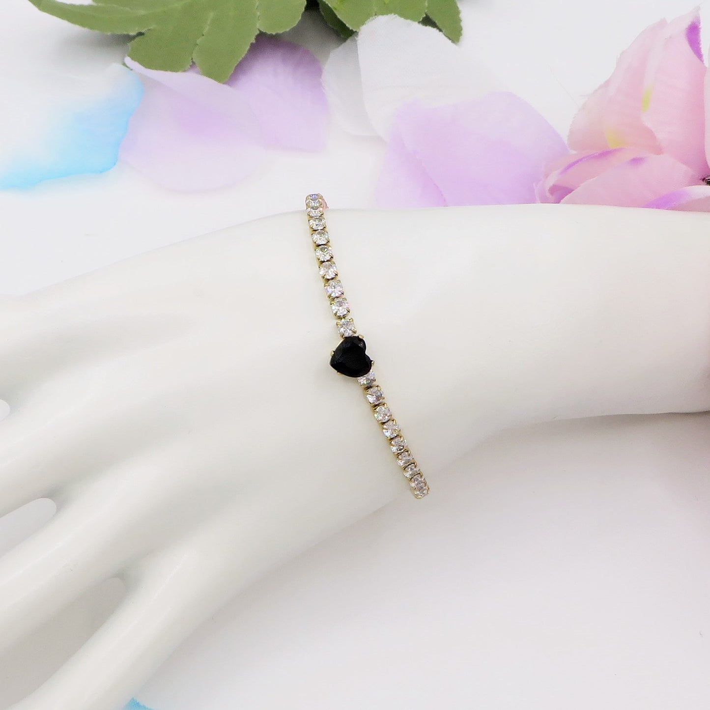 AURORA~ ACCIAIO INOSSIDABILE - Bracciale tennis in cubic zirconia con cuore centrale