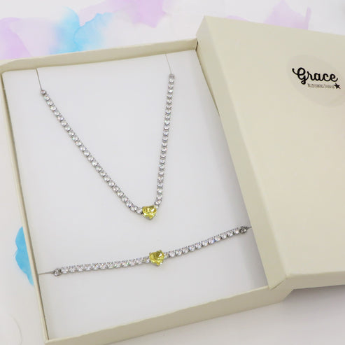 AURORA yellow SET~ Acciaio inossidabile Tennis con cubic zirconia (copia)