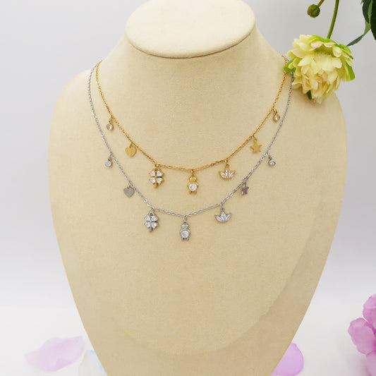 SWEET - ACCIAIO INOSSIDABILE- Collana con pendenti in cubic zirconia