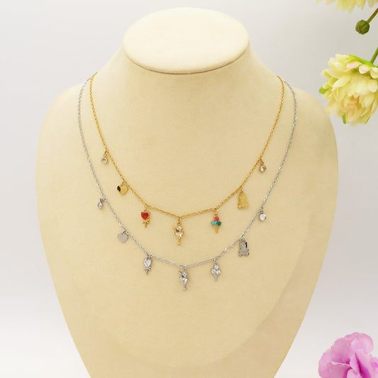 CANDY - ACCIAIO INOSSIDABILE - Collana con pendenti in cubic zirconia