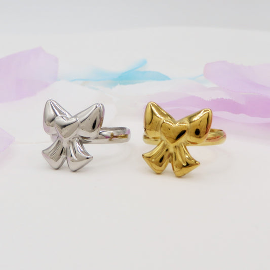 BOW RING ~ Anello fiocco bombè regolabile in ACCIAIO INOSSIDABILE