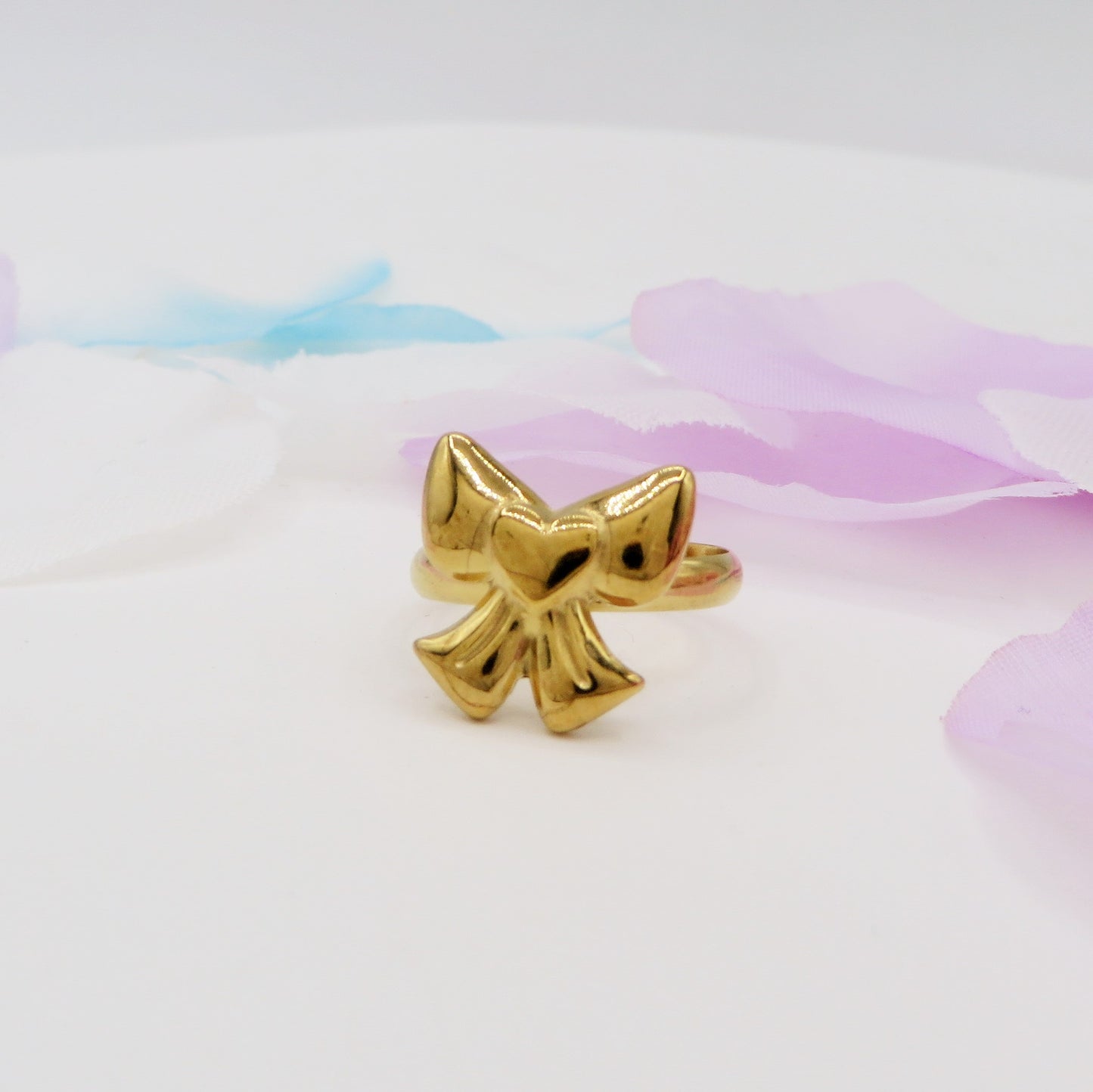 BOW RING ~ Anello fiocco bombè regolabile in ACCIAIO INOSSIDABILE
