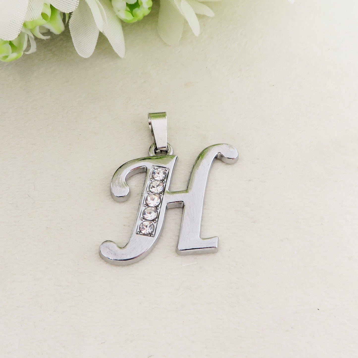 ENGLISH LUXURY INITIAL ~ Collana UNISEX maxi iniziale XL zirconata corsiva + catena diamantata o veneziana