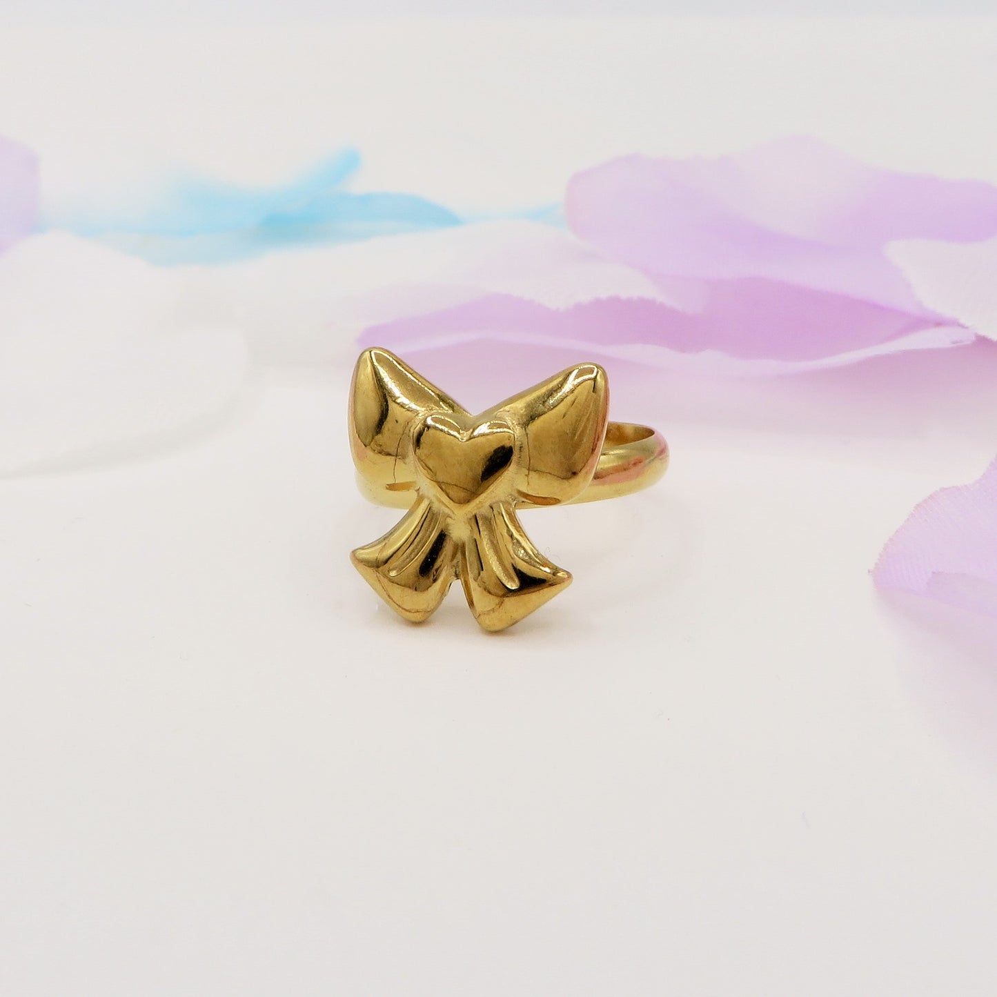BOW RING ~ Anello fiocco bombè regolabile in ACCIAIO INOSSIDABILE