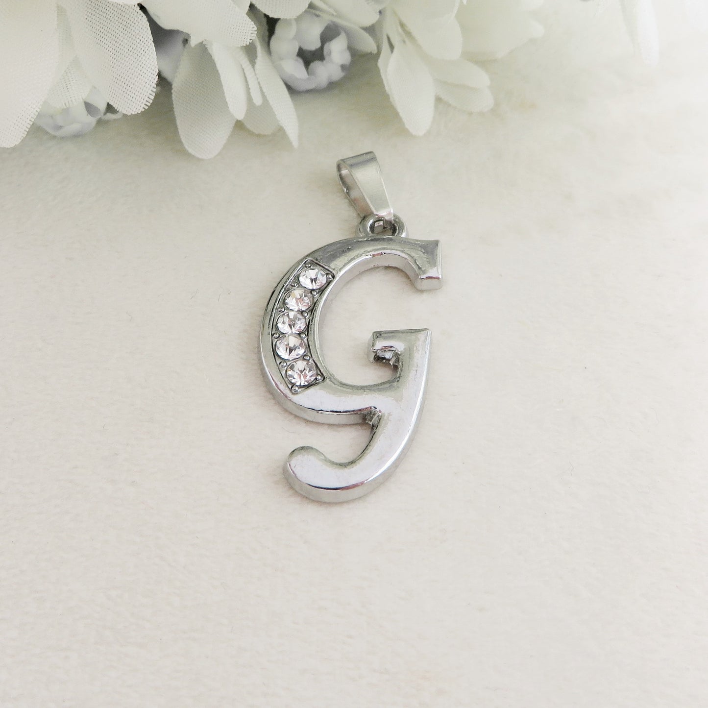 ENGLISH LUXURY INITIAL ~ Collana UNISEX maxi iniziale XL zirconata corsiva + catena diamantata o veneziana