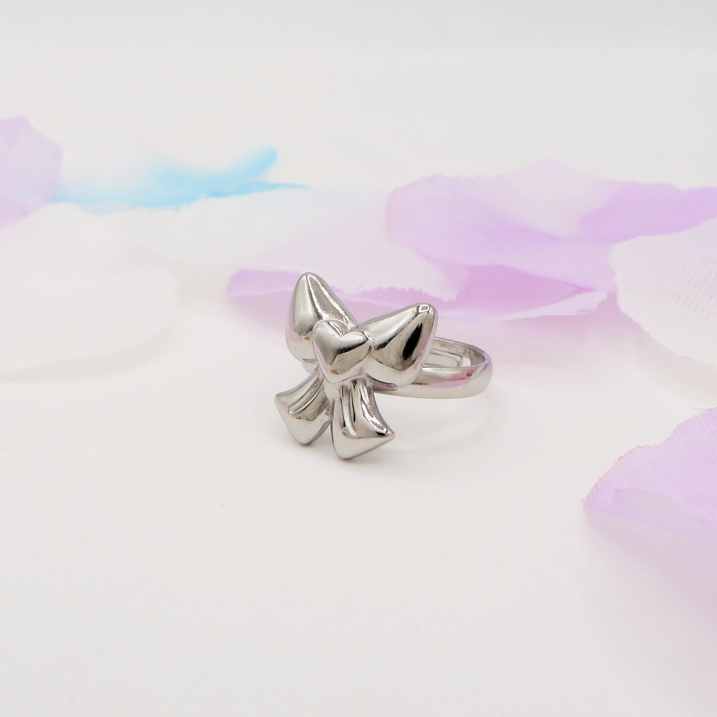 BOW RING ~ Anello fiocco bombè regolabile in ACCIAIO INOSSIDABILE