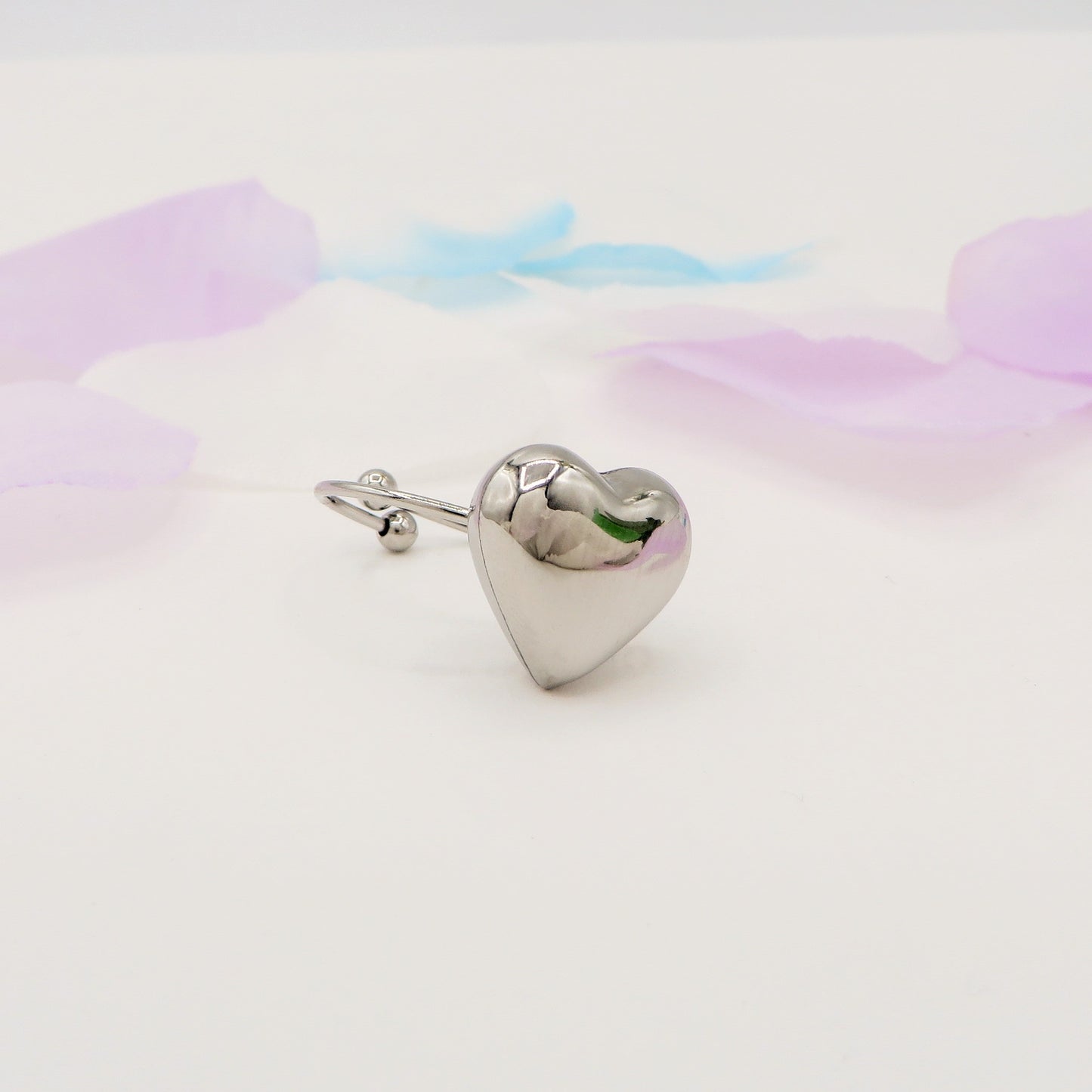 JULIE RING ~ Anello cuore bombè regolabile in ACCIAIO INOSSIDABILE