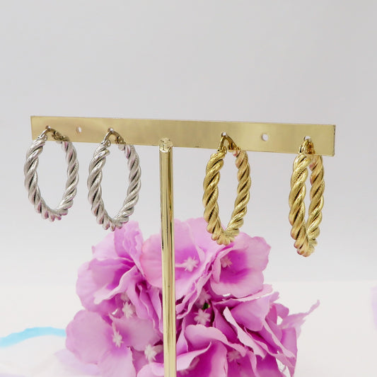 UMA - ACCIAIO INOSSIDABILE - orecchini cerchio torchon vintage