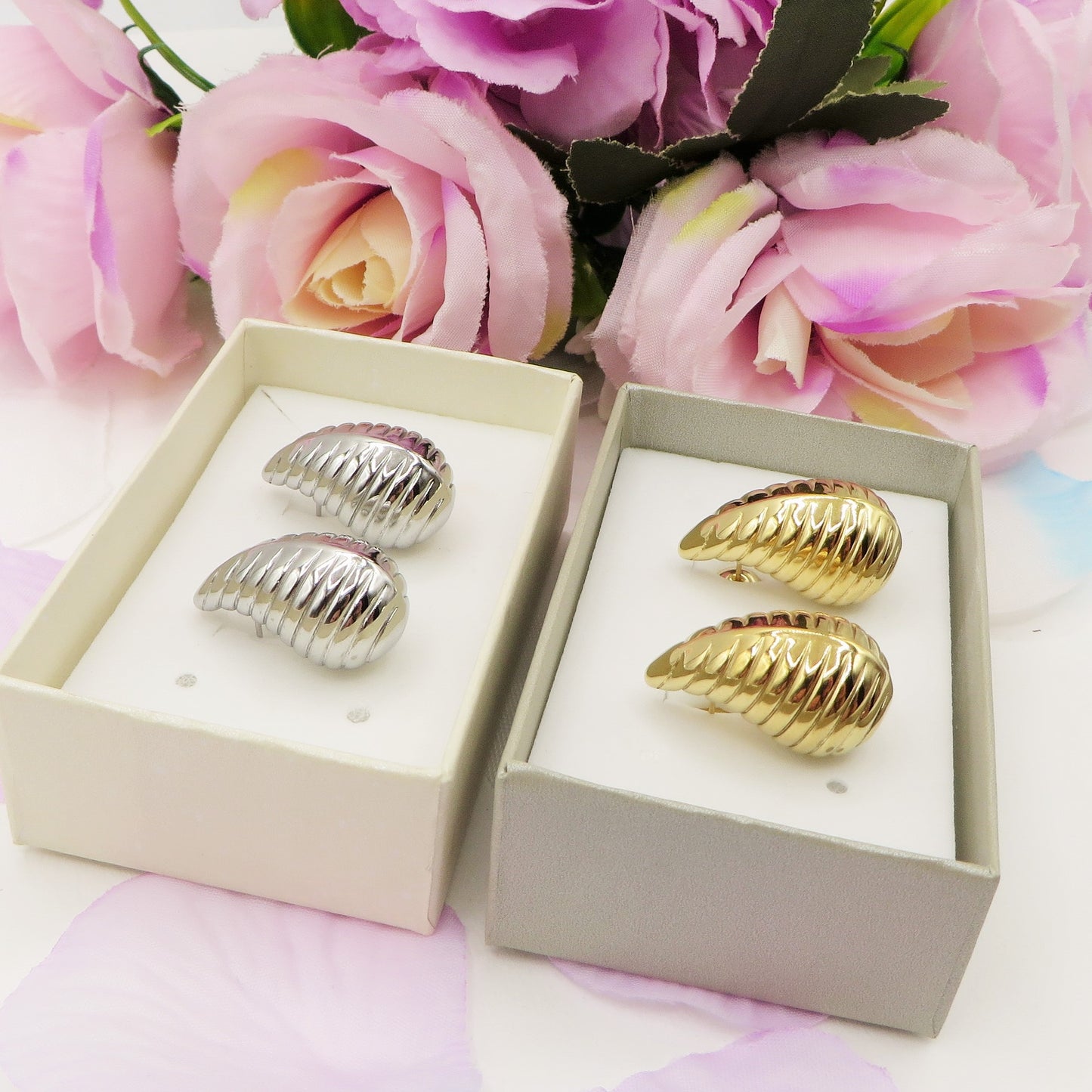 DROP striped - ACCIAIO INOSSIDABILE ~ Paio Orecchini goccia bombe'