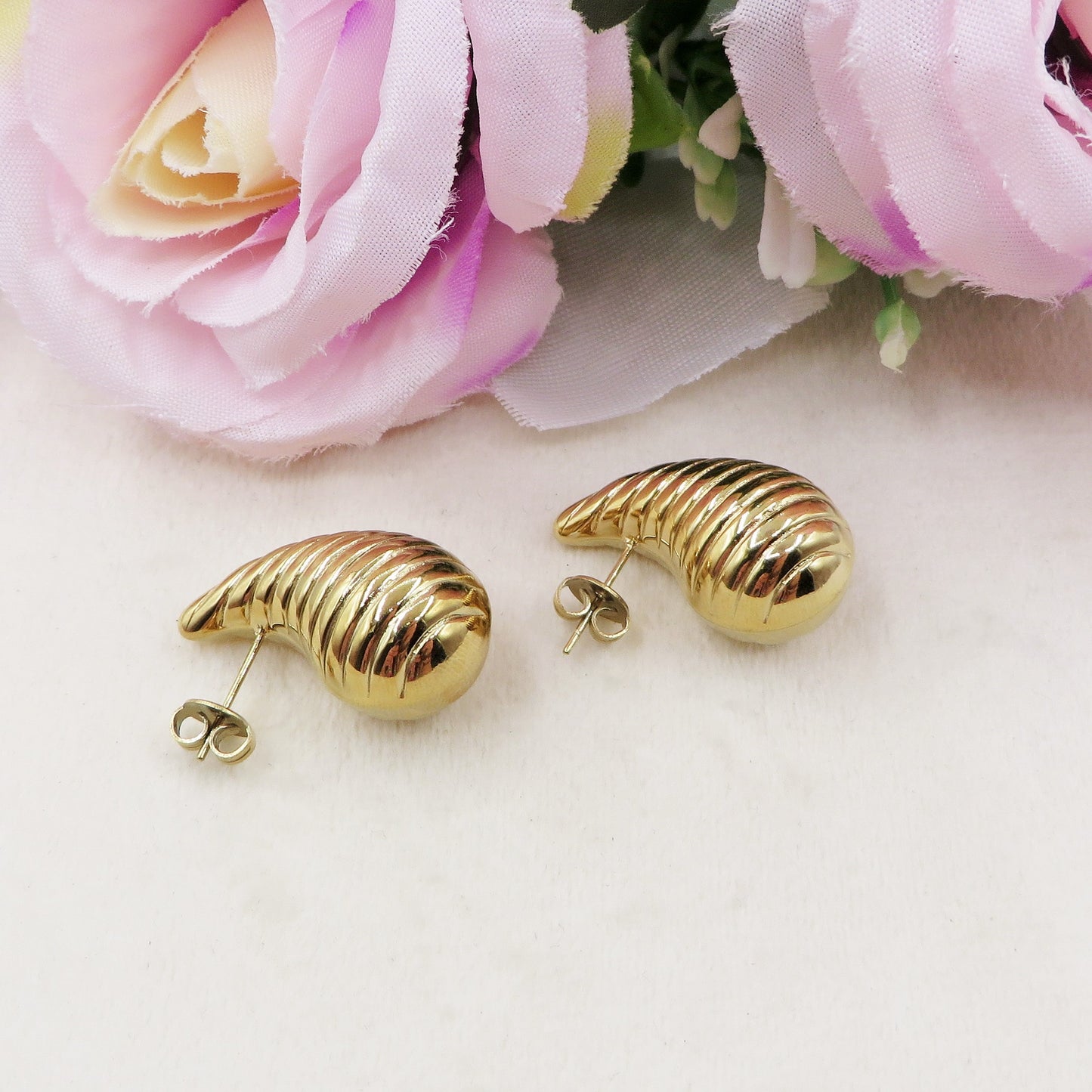 DROP striped - ACCIAIO INOSSIDABILE ~ Paio Orecchini goccia bombe'