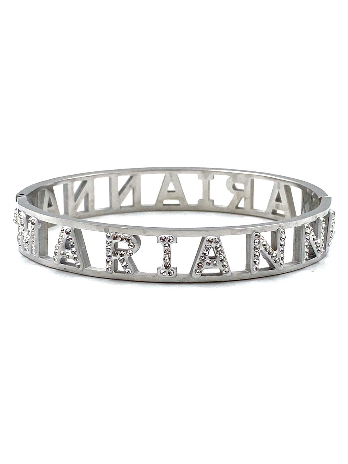 "IL MIO NOME"-BRACCIALE A MANETTA IN ACCIAIO INOSSIDABILE E ZIRCONI
