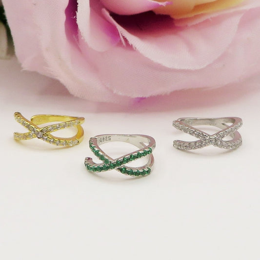 Criss Cross Earcuff ~ ARGENTO 925 - Earcuff con cubic zirconia