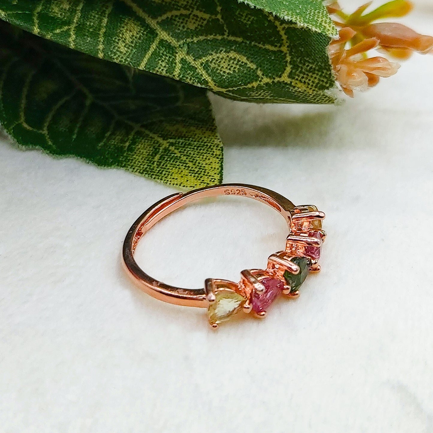 SHANTAY ~ Anello regolabile ARGENTO 925 in tormalina naturale a forma di cuore